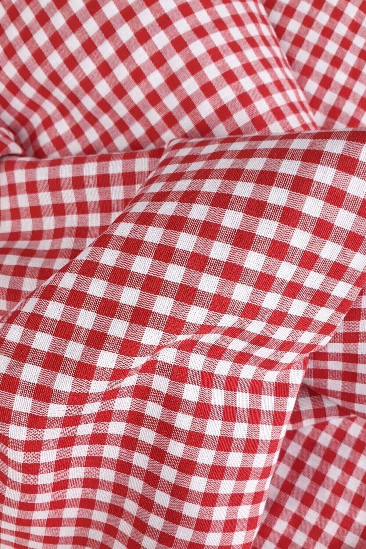 Soft Kare-Red White Checkered Zephyr Fabric (1 Meter) 2