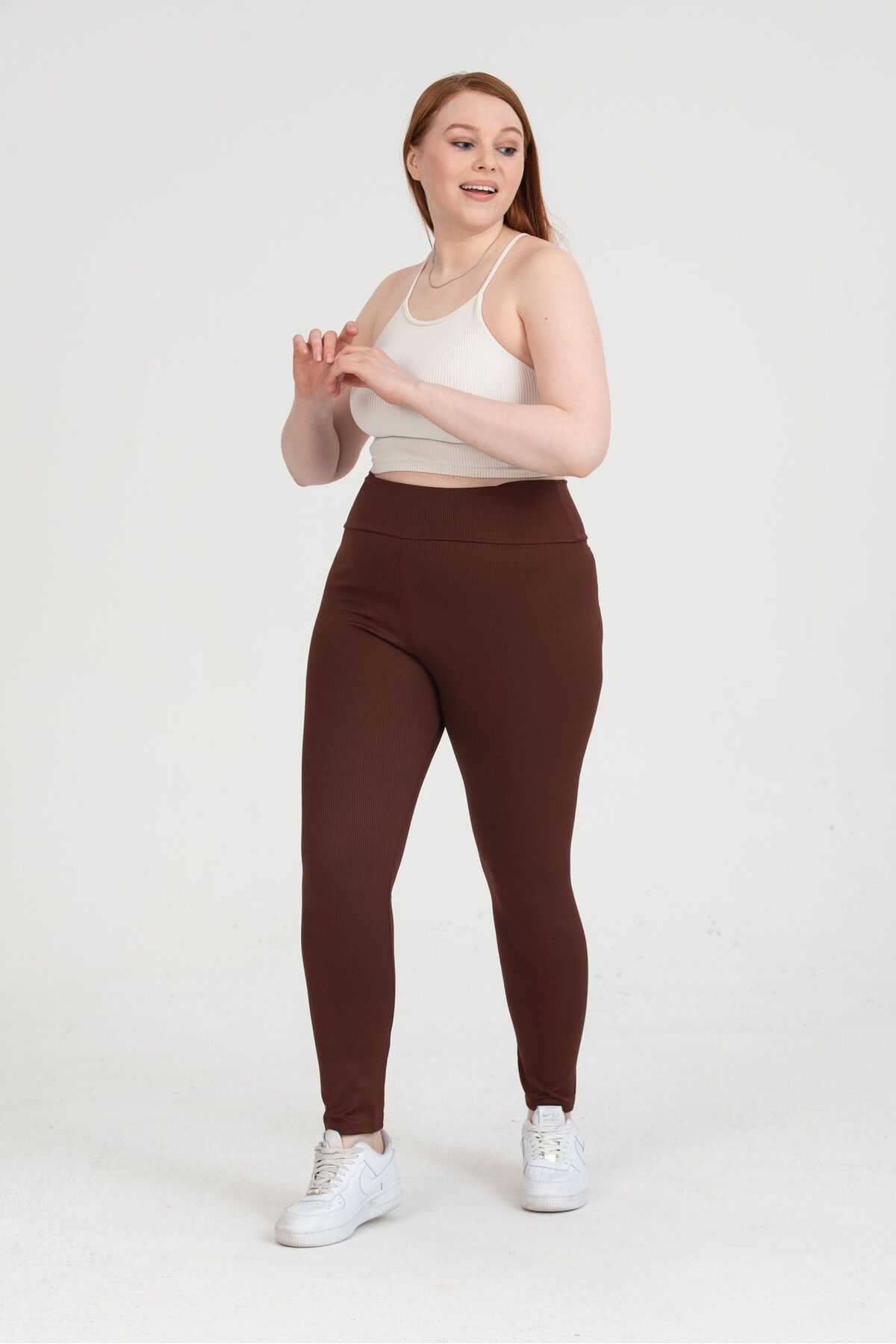 TİGERS KADIN BÜYÜK BEDEN YÜKSEK BEL ŞARDONLU PAÇA TAYT