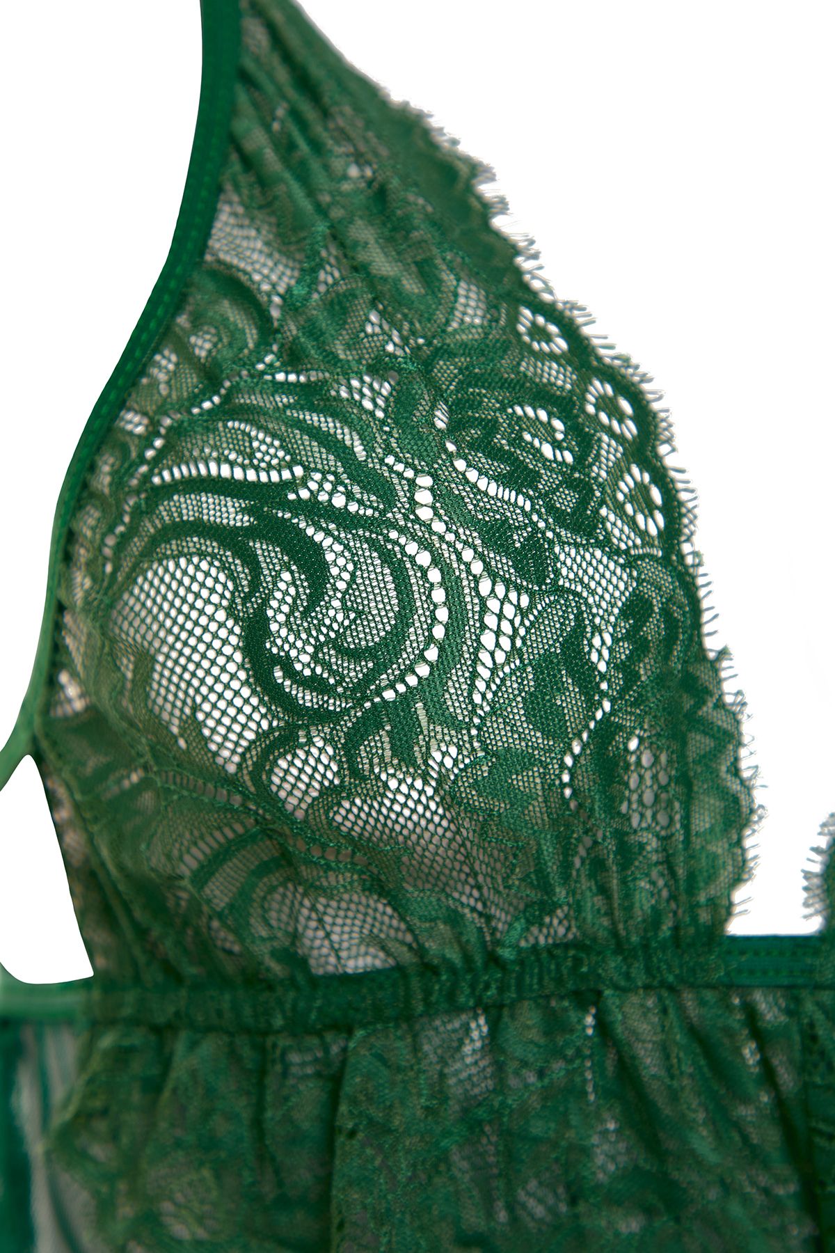Trendyol Collection-Grünes, gerüschtes Babydoll aus Satin mit Seilträgern THMSS22LL0001 7