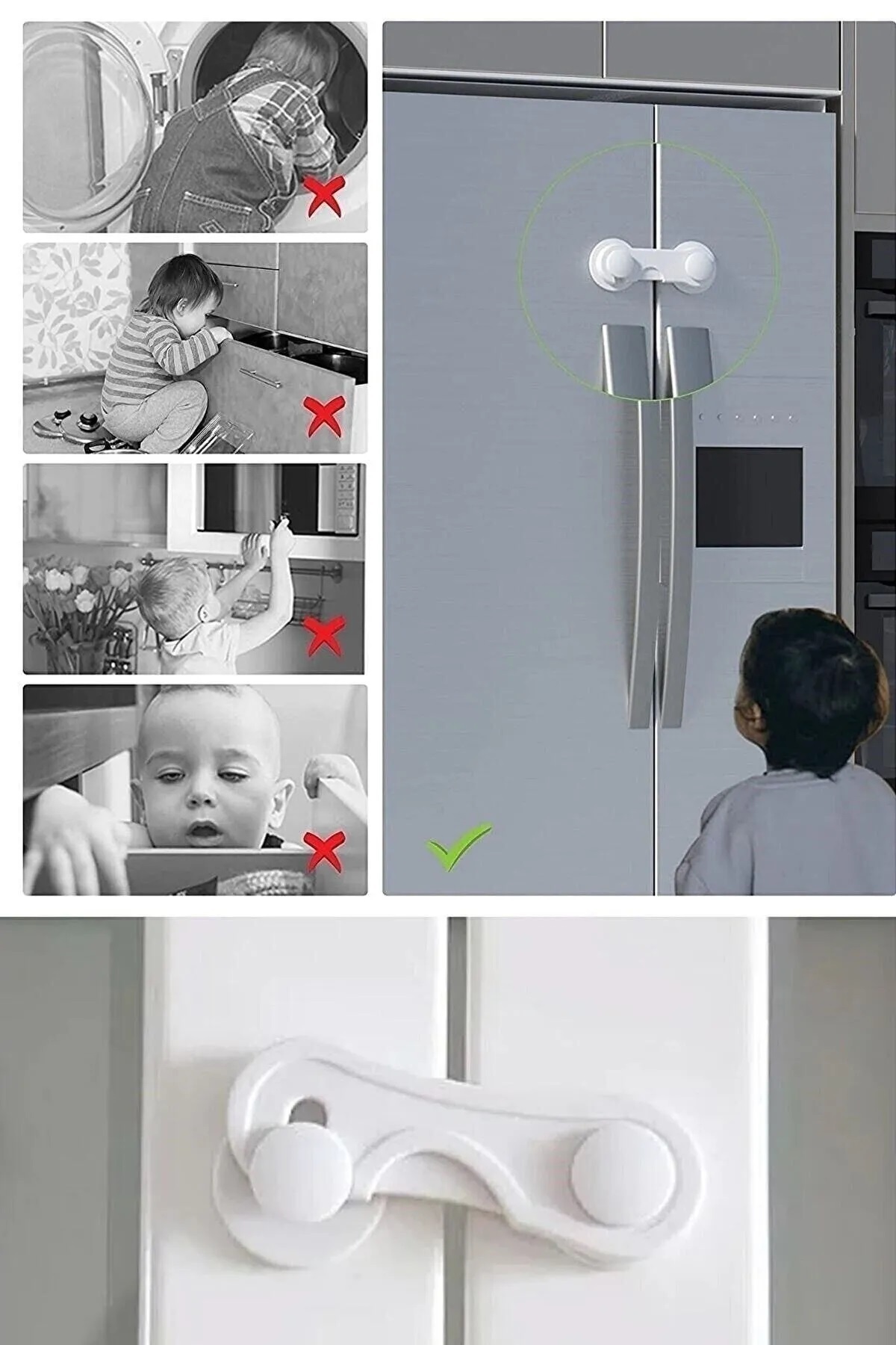 Miningaa 6 Adet Çok Amaçlı Çift Kapaklı Dolap Için Çocuk Bebek Güvenlik Set Emniyet Mandallı Koruma Kilit fotoğrafı 7 (önizleme)