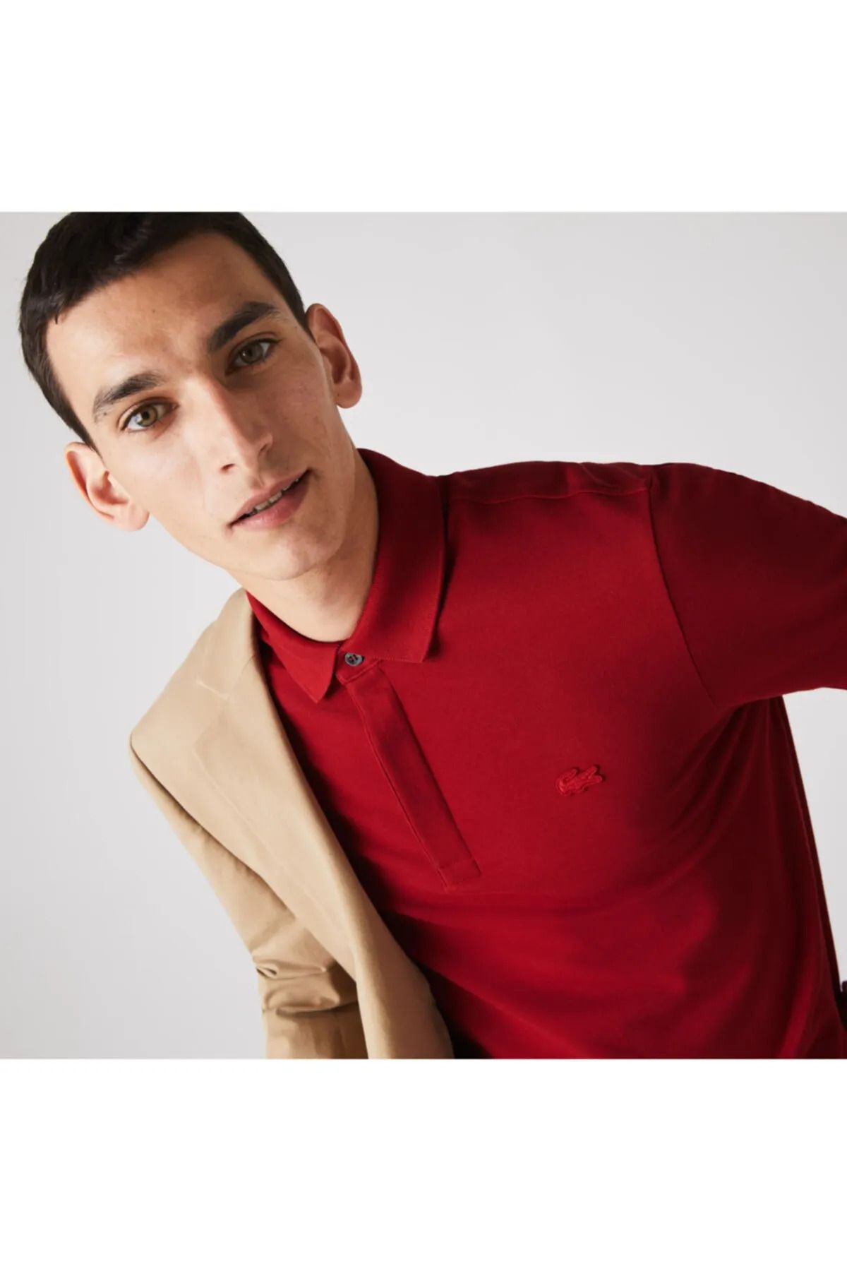 تی شرت یقه پولو قرمز مردانه به طور منظم و مناسب پاریس چوگان Lacoste