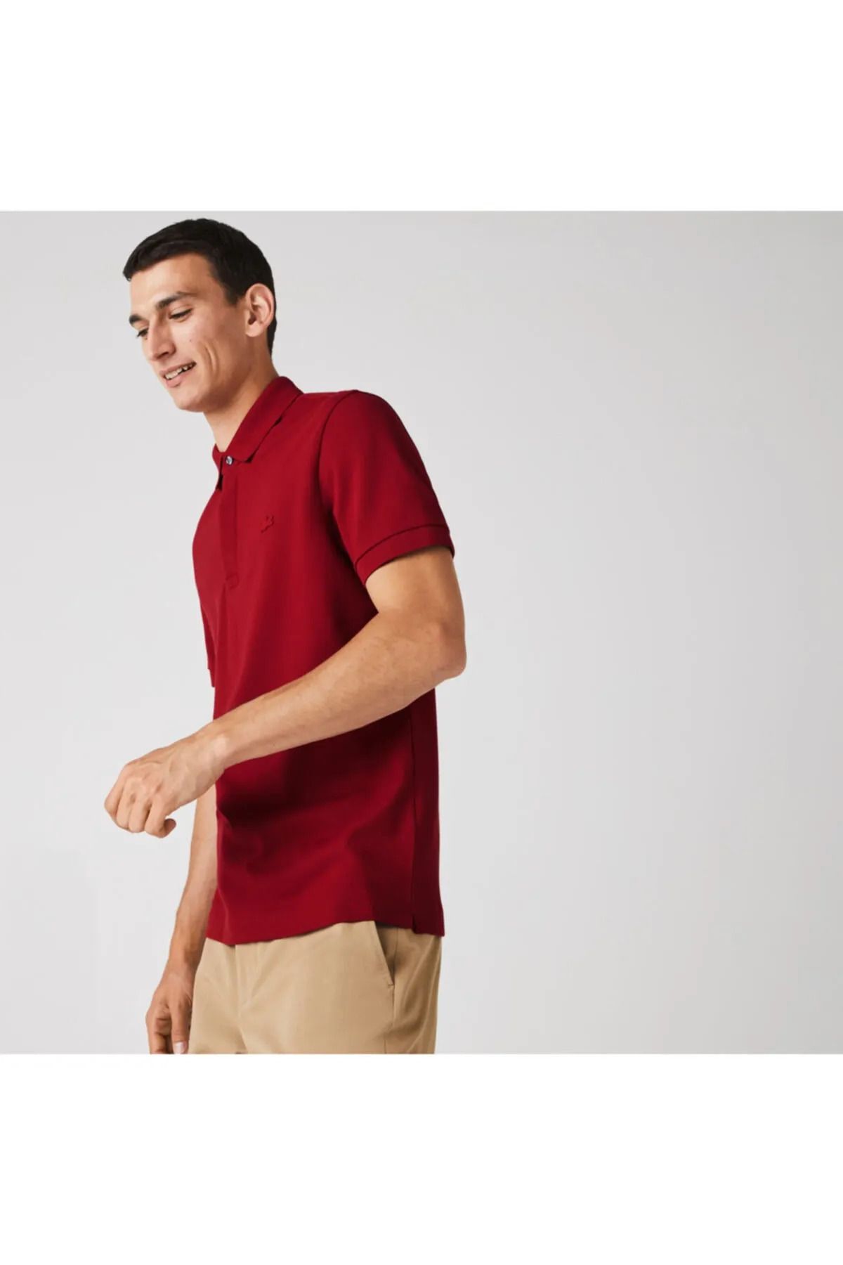تی شرت یقه پولو قرمز مردانه به طور منظم و مناسب پاریس چوگان Lacoste