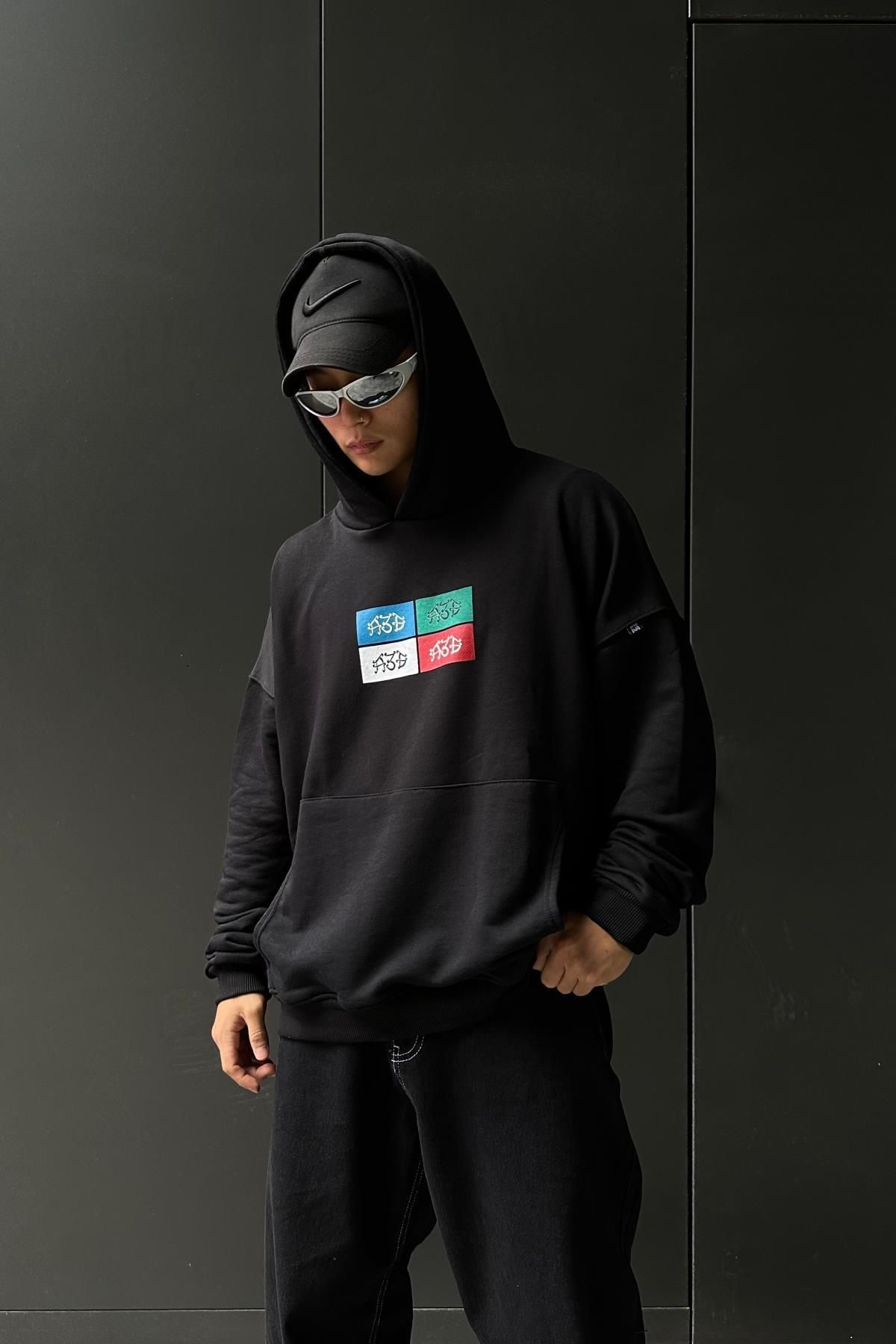 Jr.Crime-Printed Black A3B Oversize Sweatshirt SW1036 1