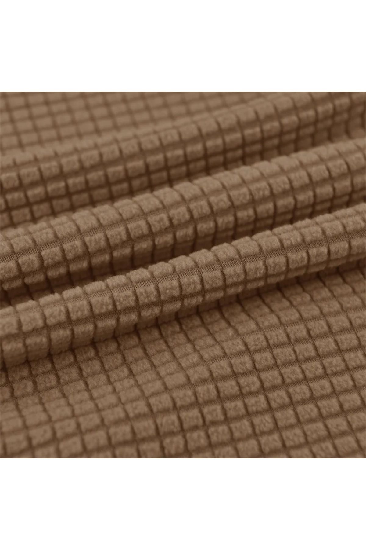 uzhanem-Flexible Lycra Stretch - Single Square Patterned Berjer Kotuk Cover (Light Brown) 5