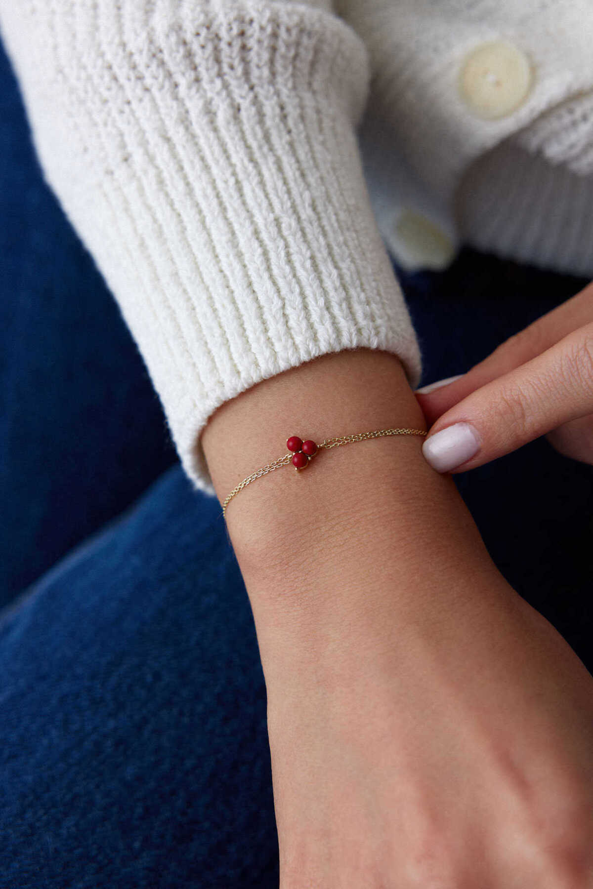 YAVUZ KUYUMCULUK 14 Ayar Altın Kırmızı Kokina Bileklik