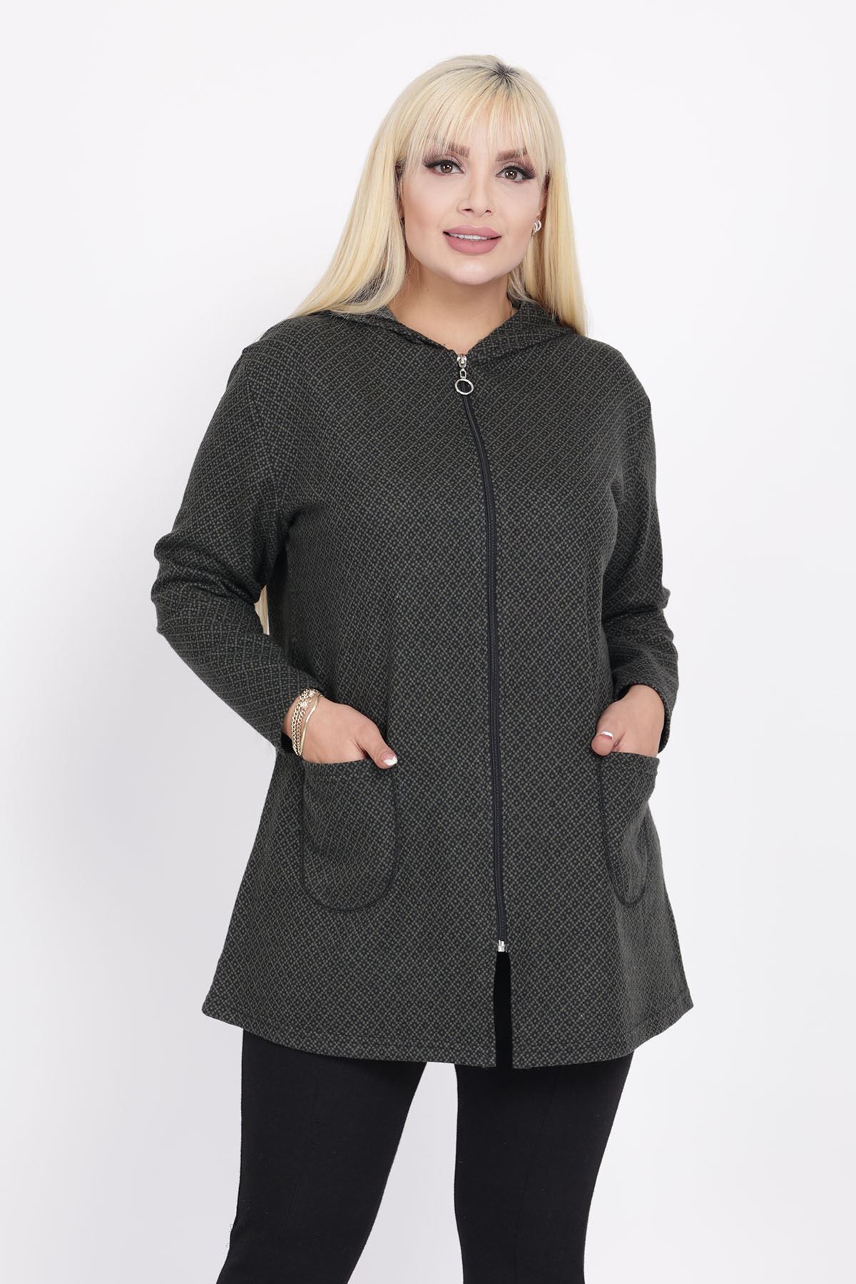 Women's plus size hooded cardigan top