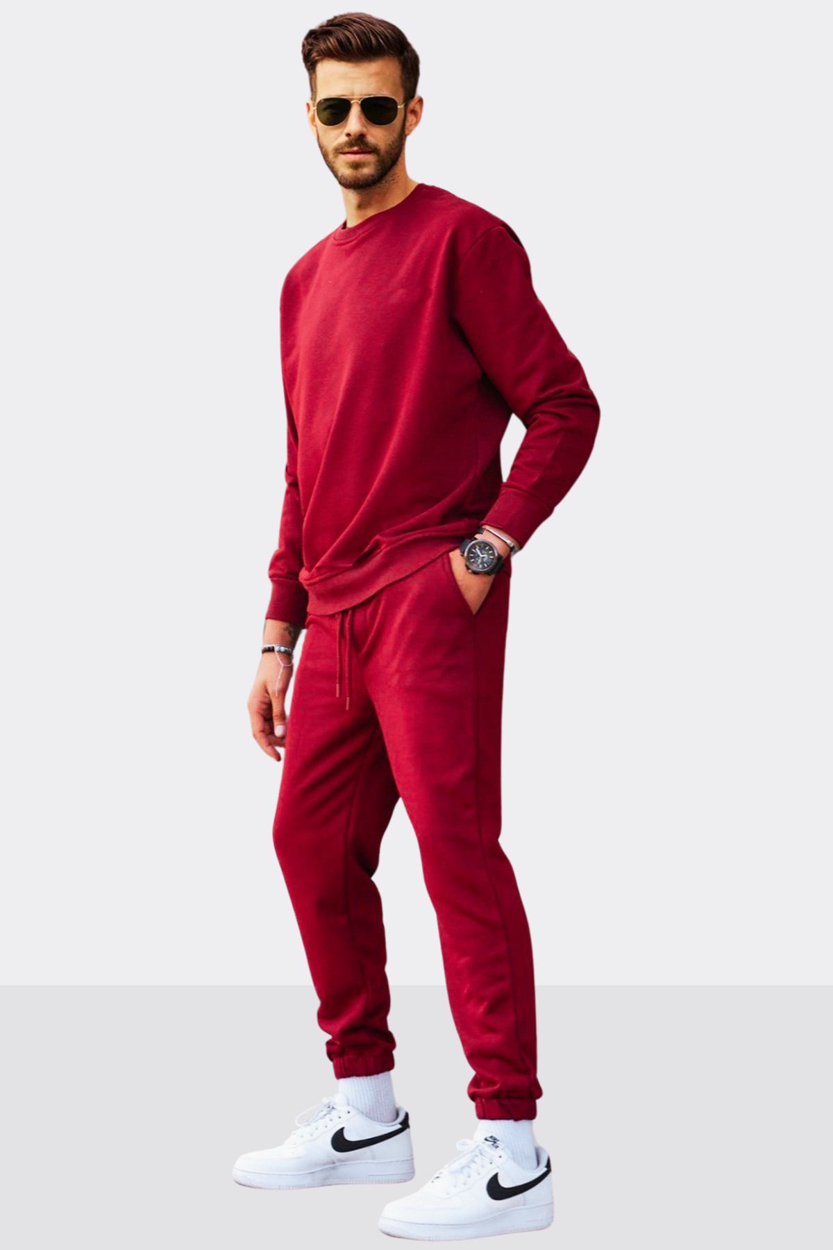 YAKAMEL Sweatsuit set Red Oversize Trendyol
