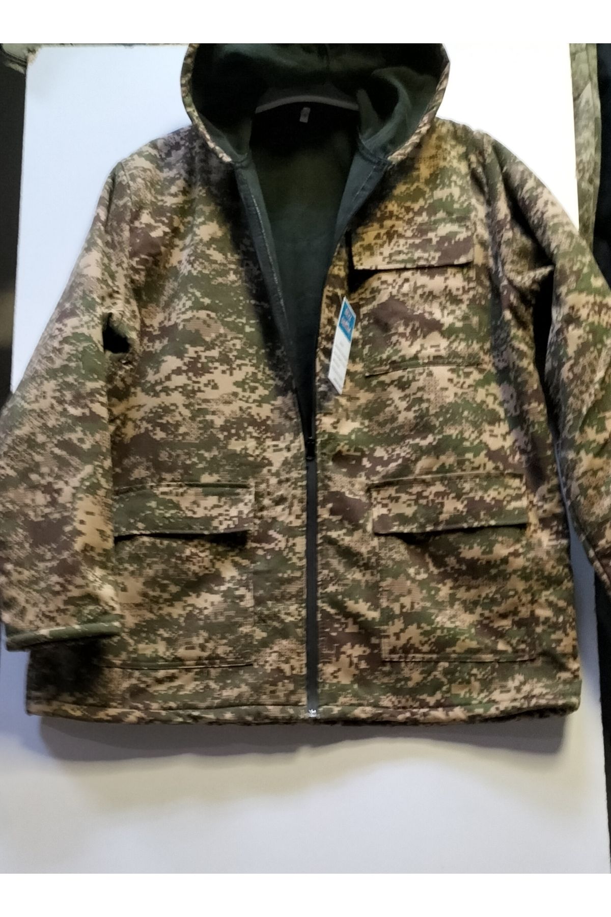 BeyzDenim Bordolu kamuflaj avcılık ve iş için kaban mont