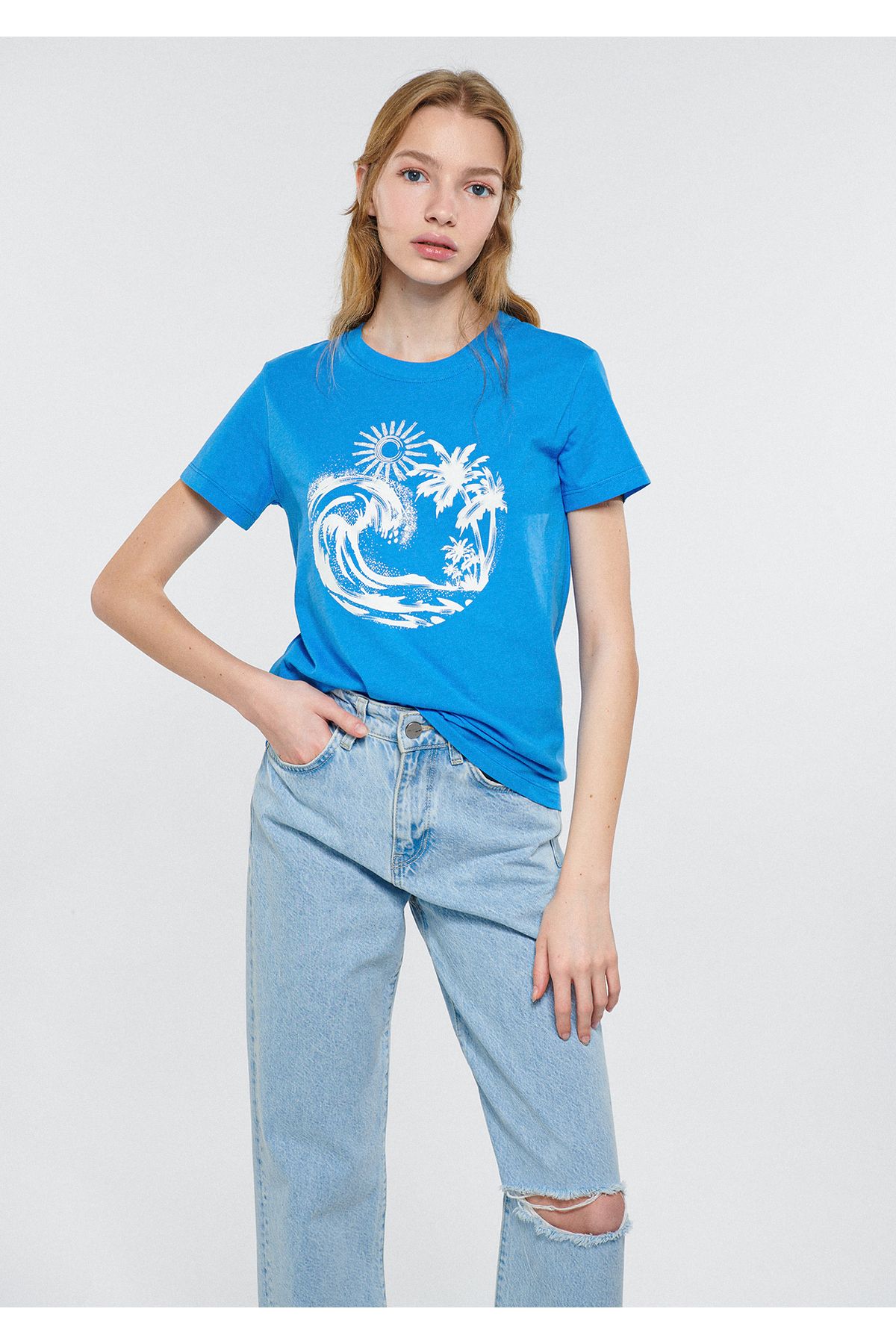 Mavi تی شرت چاپ شده موج Slim Fit / برش باریک 1611449-70858