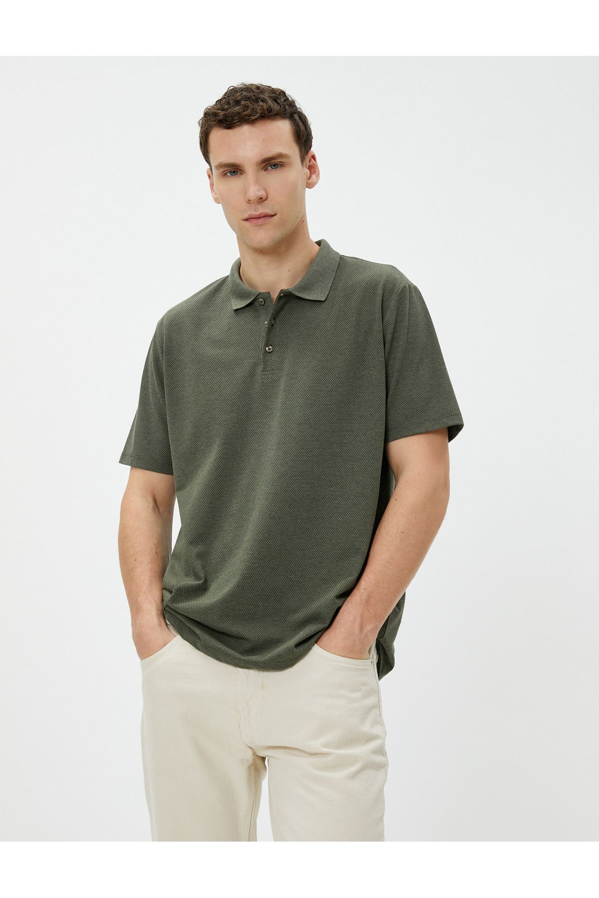 Koton Basic Polo Neck T Shirt Buttoned Short Sleeve