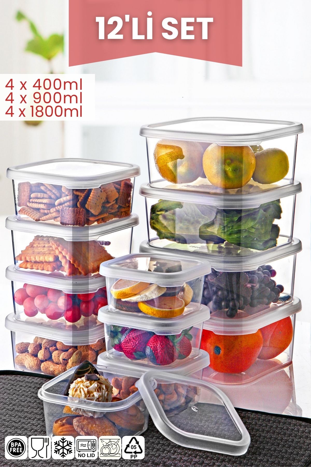 Nandy Home-12 Piece Square Multi-Purpose Storage Container Set 1