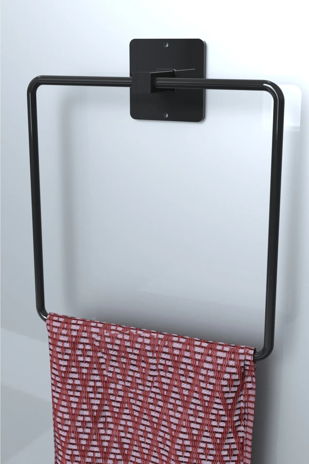 Square Adhesive Black Square Towel Rack Bath Towel Square Practical Hanger
