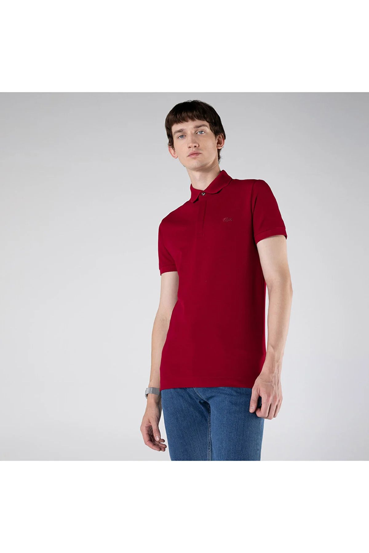 تی شرت یقه پولو قرمز مردانه به طور منظم و مناسب پاریس چوگان Lacoste