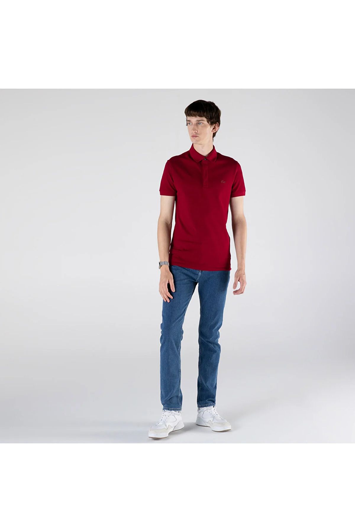 تی شرت یقه پولو قرمز مردانه به طور منظم و مناسب پاریس چوگان Lacoste