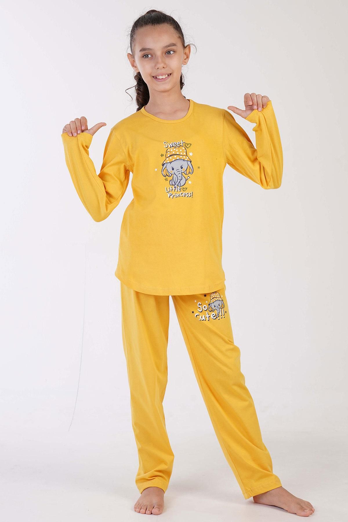 Vienetta Girl s Long Sleeve Yellow Pajamas Set C3T0N7O122 Trendyol