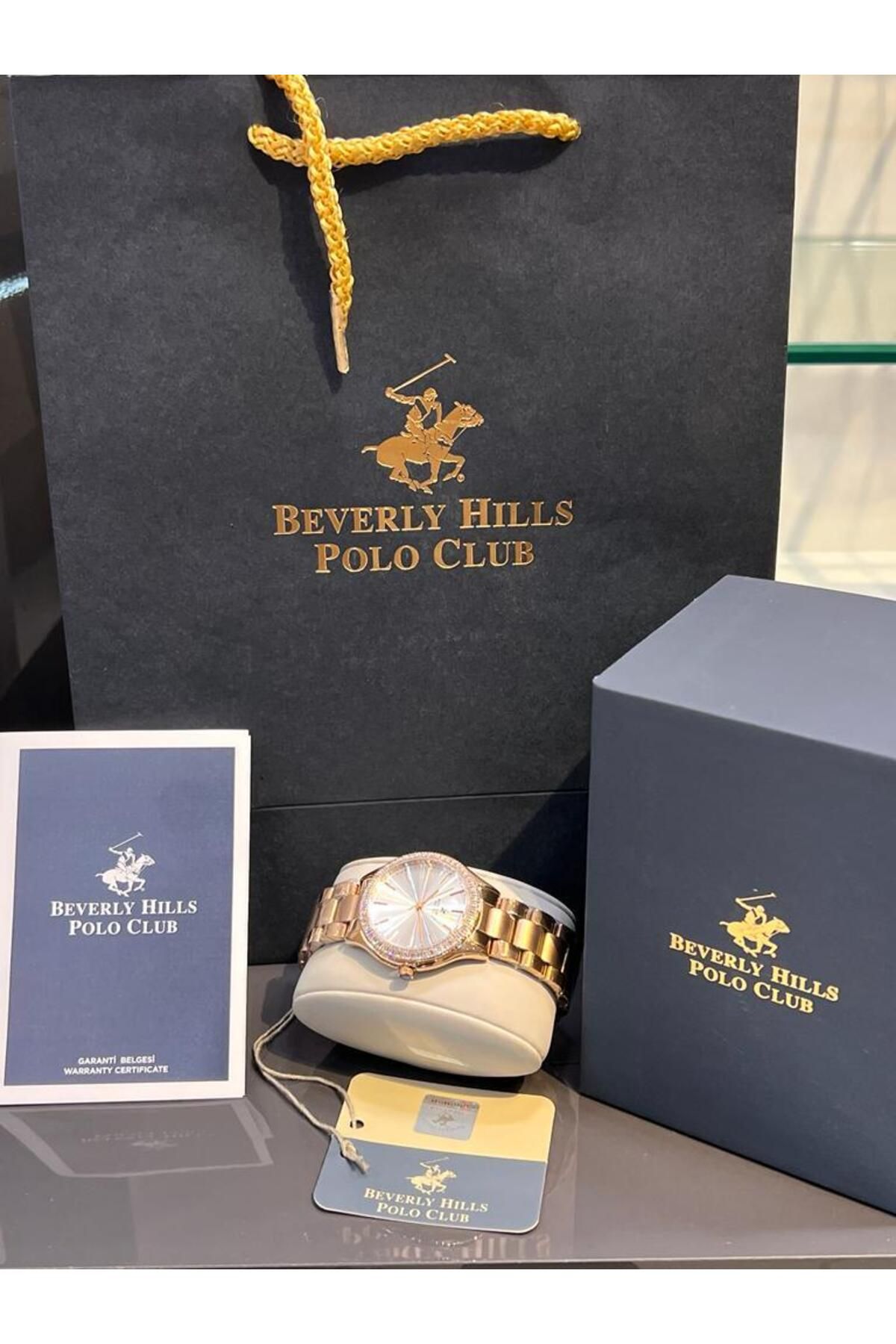 ساعت صورتی زنانه BHP.R2 SEDEF DIALE STEEL CASE CORD KIRMA مچی سنگ زیرکون رنگ+دستبند را پرتاب نکنید Beverly Hills Polo Club