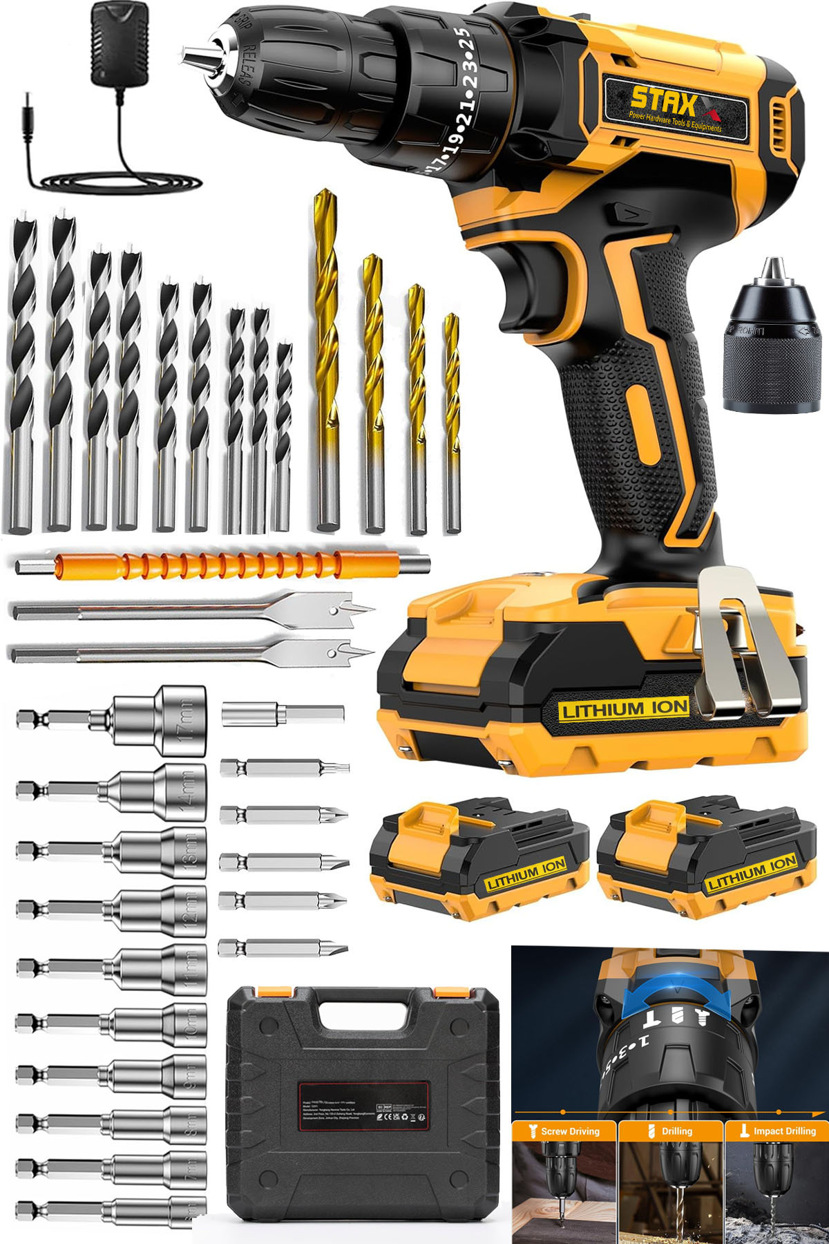 STAXX POWER Fast 25+3 Metal Dişli Çelik Mandren 21700V-Lion Çift