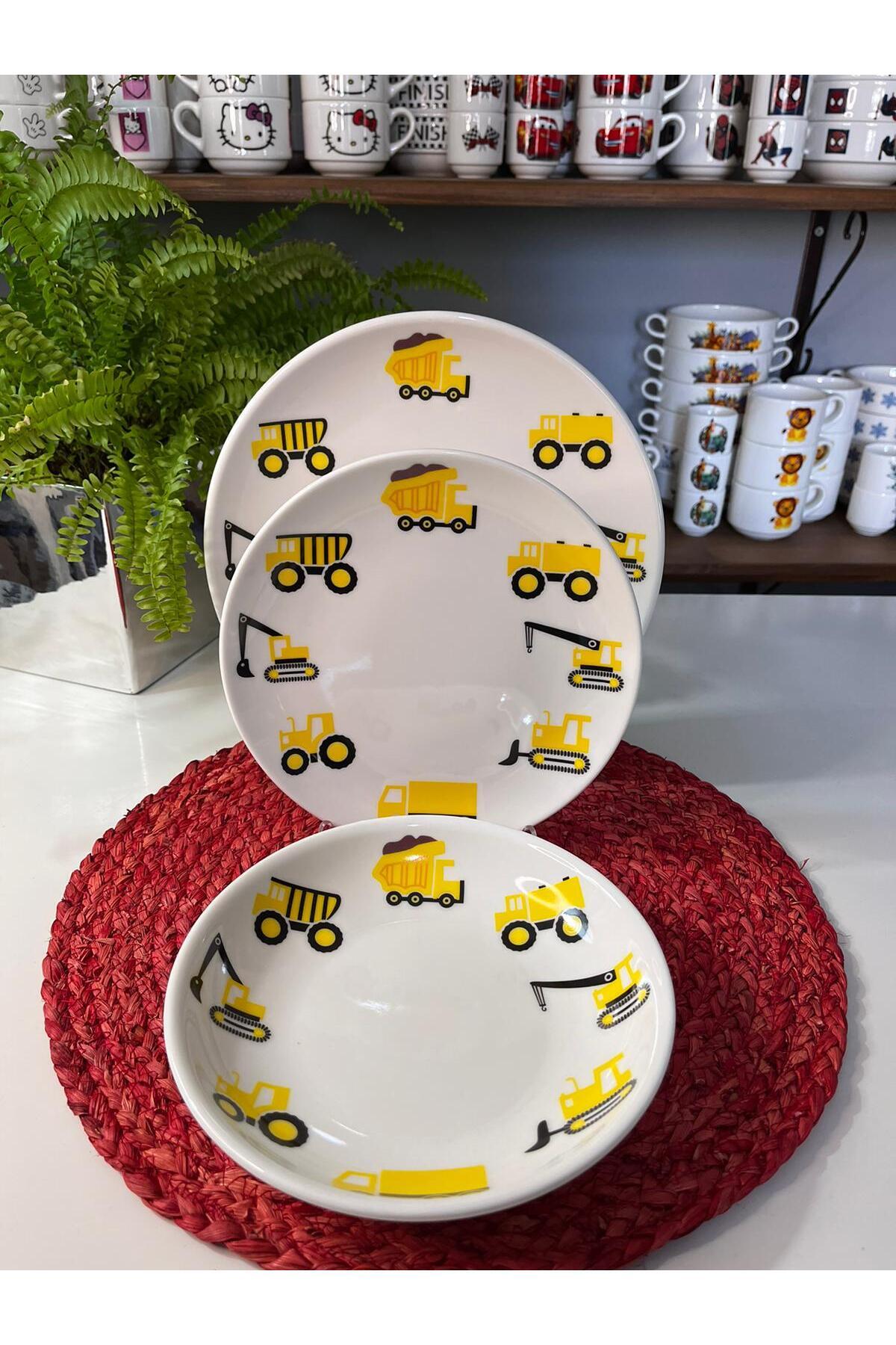 TEBAK COLLECTION İŞ MAKİNALERI KAMYON KEPÇE DESENLİ 6 parça ÇOCUK BEBEK YEMEK TAKIMI BESLENME SETİ fotoğrafı 4 (önizleme)