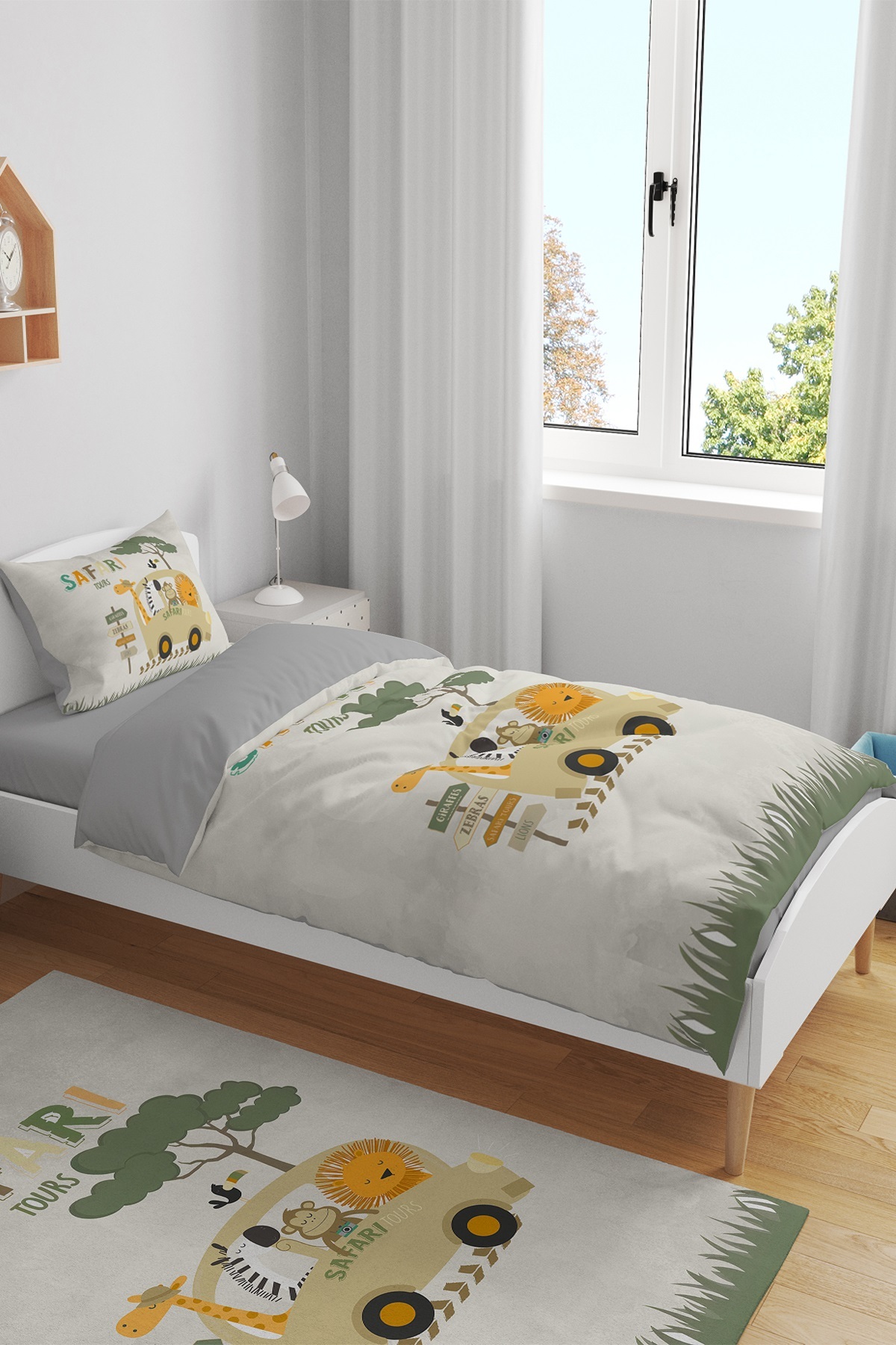 Evpanya Safari Turu Gezginleri Desenli Tek Kişilik Bebek Çocuk Nevresim Seti fotoğrafı 2 (önizleme)