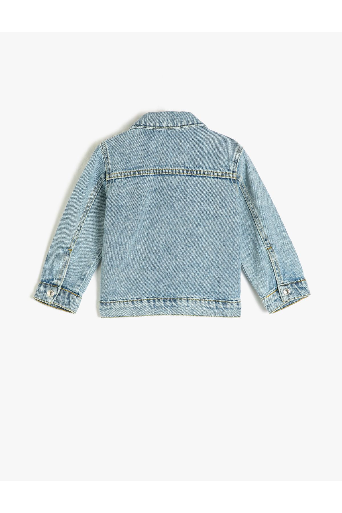 Koton Denim Jacket Long Sleeve Collar Flap Front Pocket Cotton
