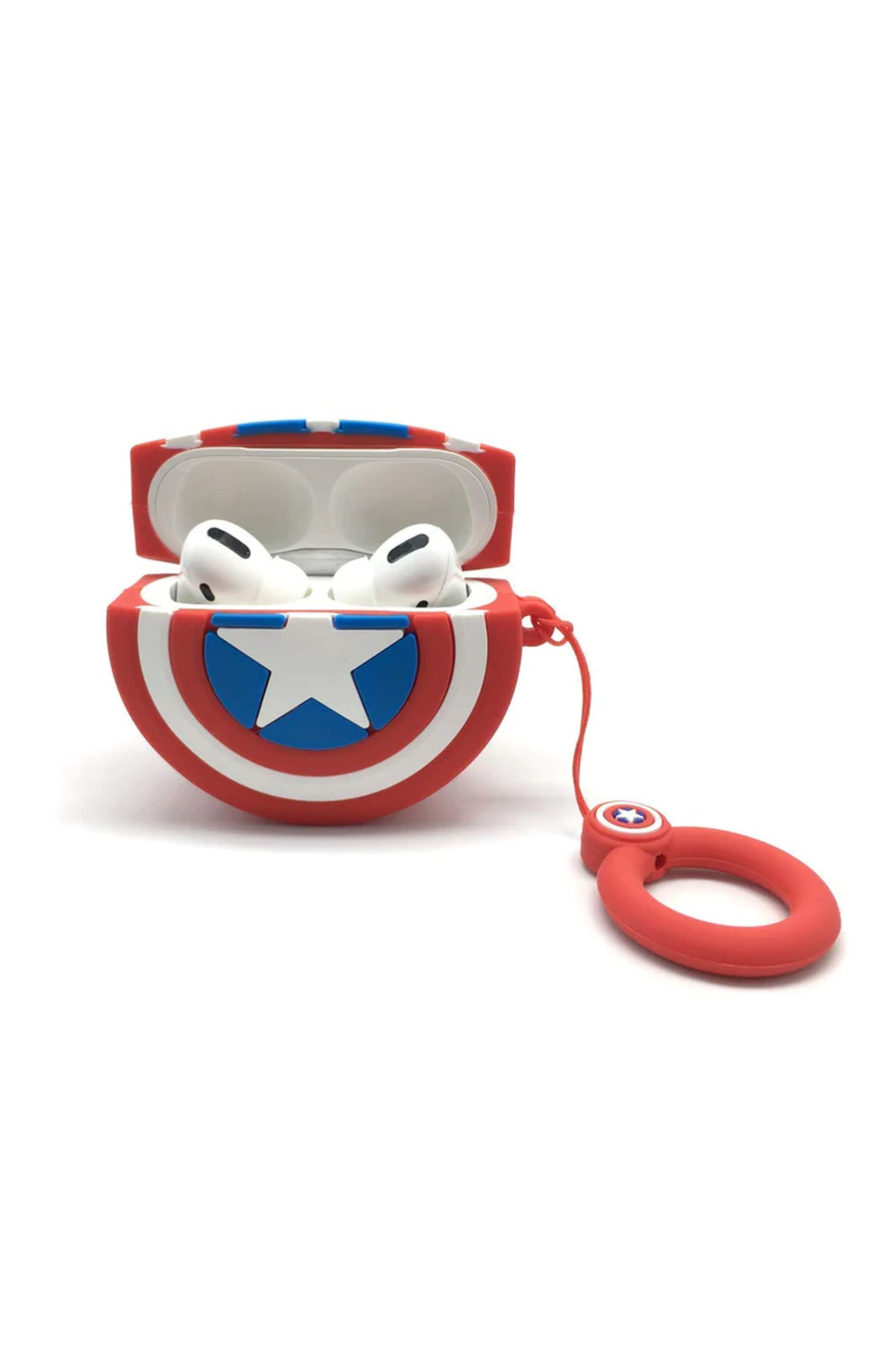 Airpods 1/2.Nesil Uyumlu Captain America Kalkan Tasarımlı Kılıf 3