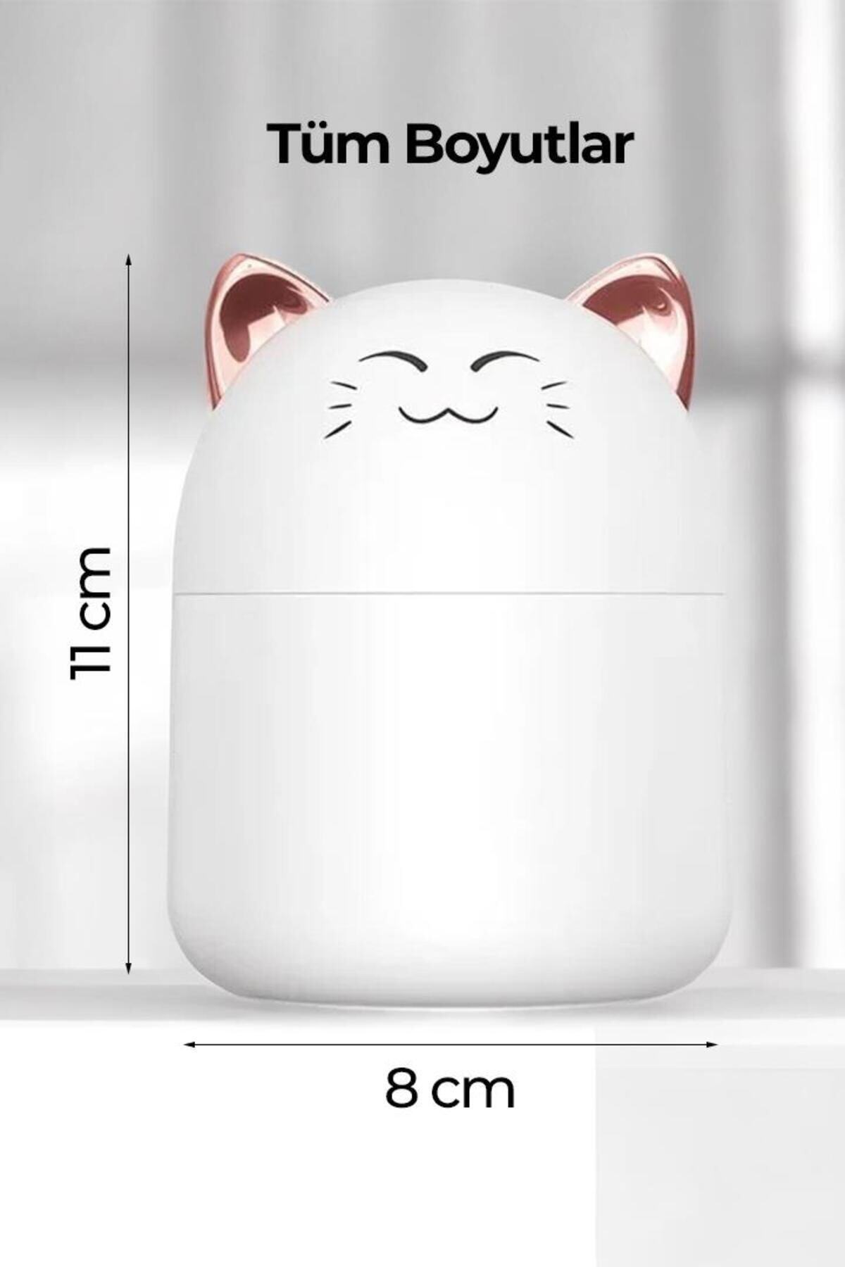 RGB Ledli Taşınabilir Hava Nemlendiricisi Kedi Tasarımlı Buhar Makinesi (Pembe) 8