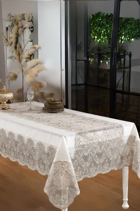 Finezza Angel Dantelli Keten Krem/Bej Masa Örtüsü Dikdörtgen 160x230 Cm - 1176