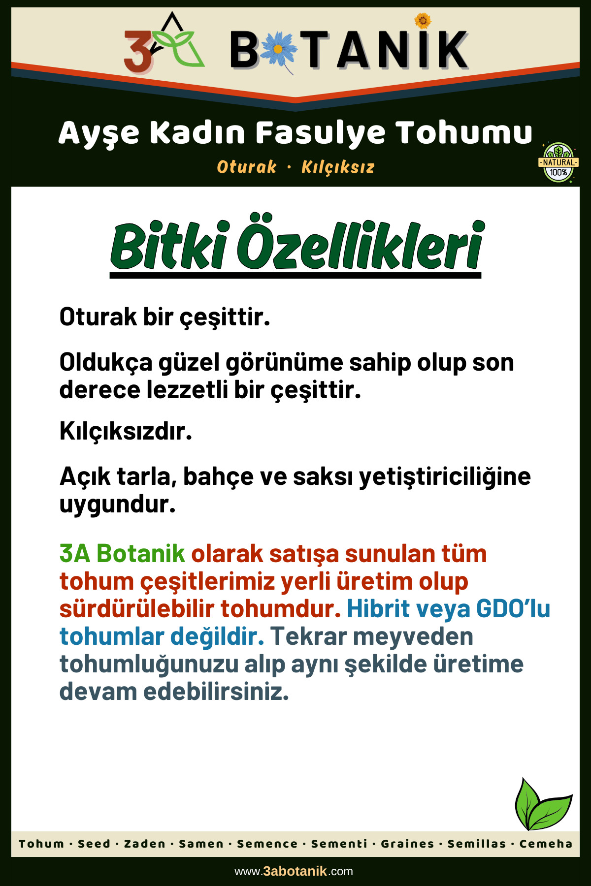 Ayşe Kadın Fasulye Tohumu, Yerli Ve Sürdürülebilir Tohum 2