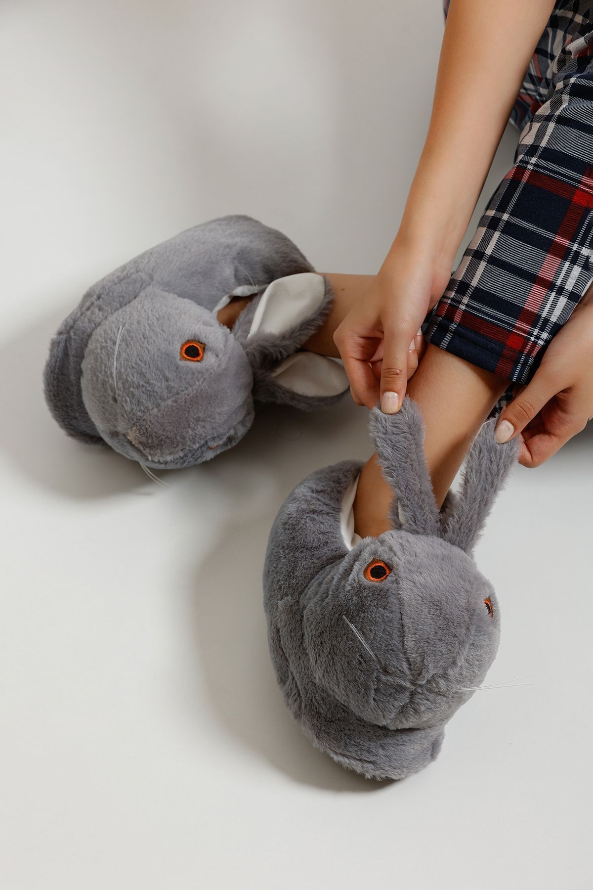 Grey rabbit slippers store