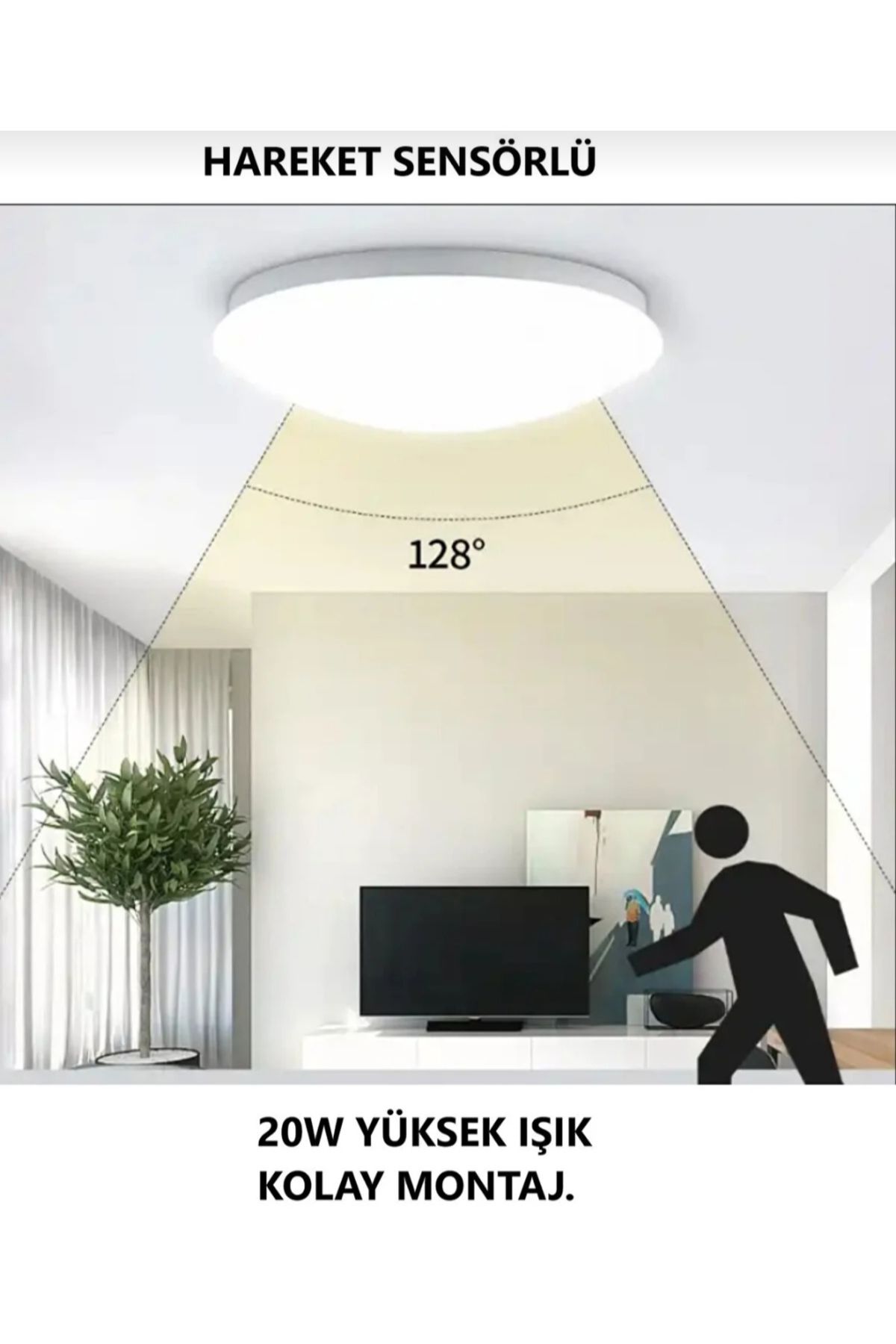 Viesteknoloji-ديكور السقف صفر LED الثريا مع مستشعر الحركة LED مصباح 20 واط 6500 كيلو ضوء أبيض المنزل مكتب مرحاض ضوء 5