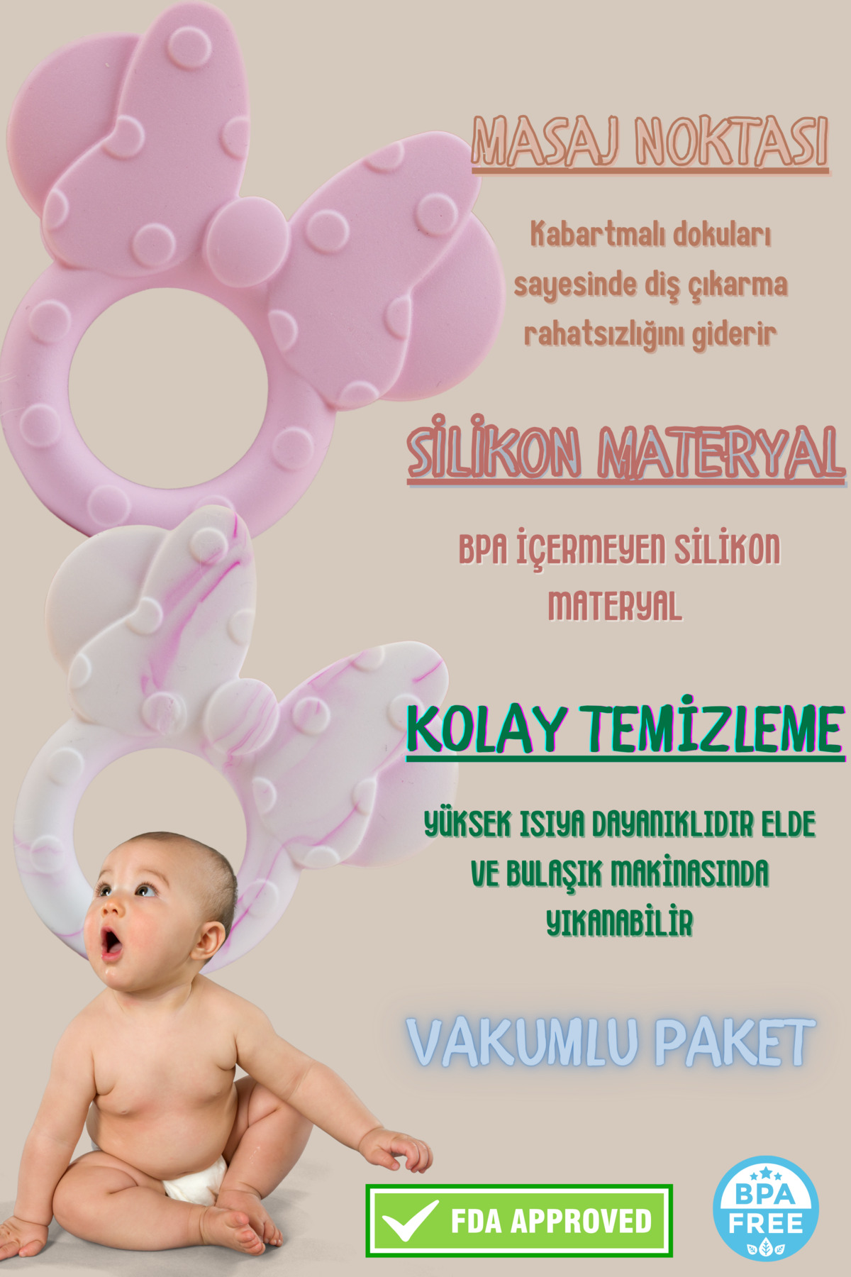 LANDOFACCESSORY Kelebek Bebek Diş Kaşıyıcı - Diş Fırçası - Bpa Free Silikon Diş Kaşıyıcı fotoğrafı 3 (önizleme)