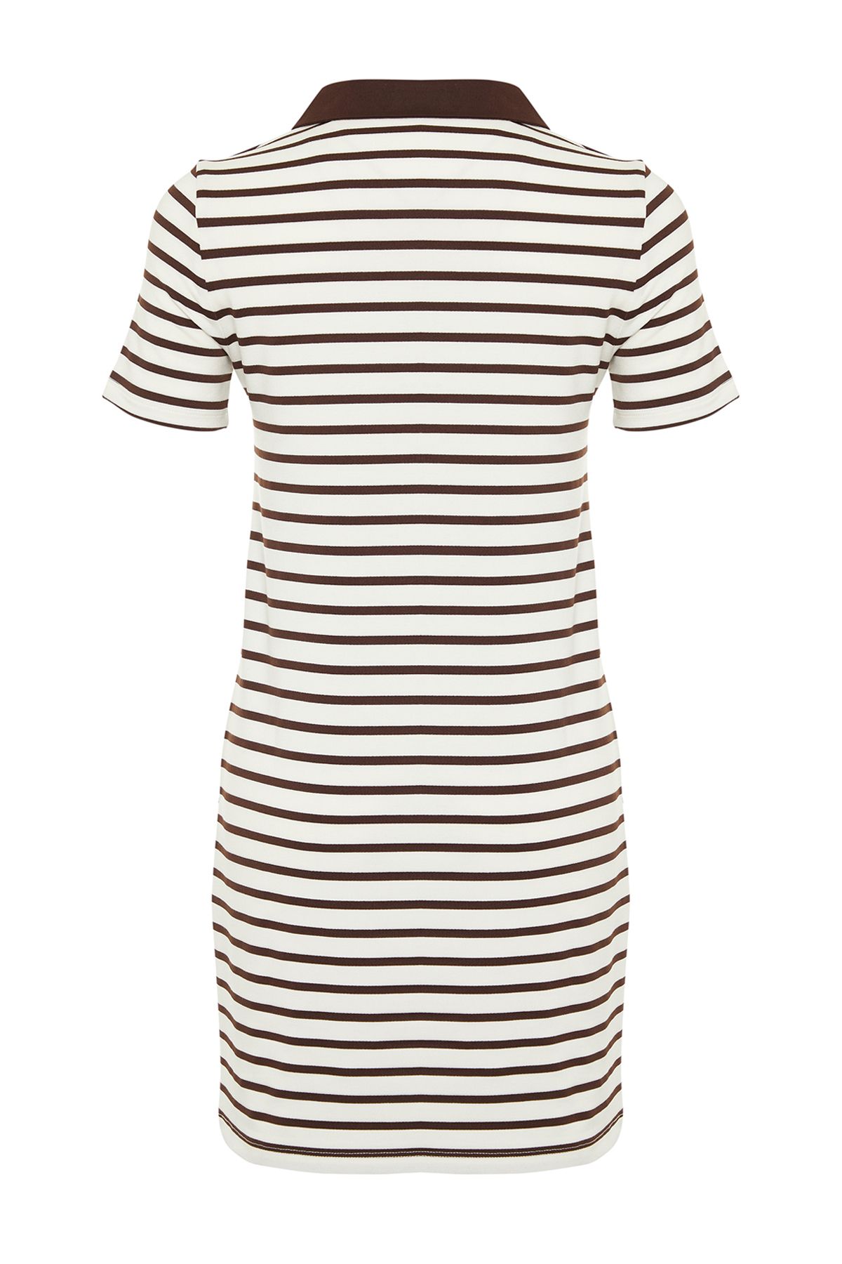 Trendyol Collection-Braun-weiß gestreiftes Rollkragen-Strickkleid in A-Linie/A-Linien-Form TWOSS24EL00023 8