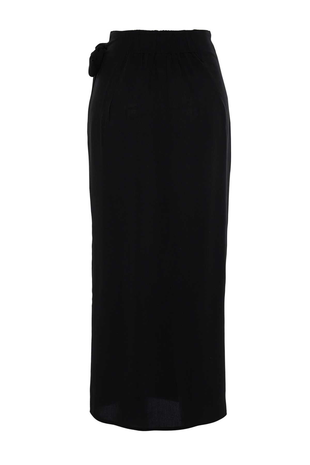 Trendyolmilla  More Sustainable Siyah Bağlamalı Kruvaze Kapama Viskon Kumaşlı Maxi Boy Dokuma Etek TWOSS24ET00006 - Görsel 8