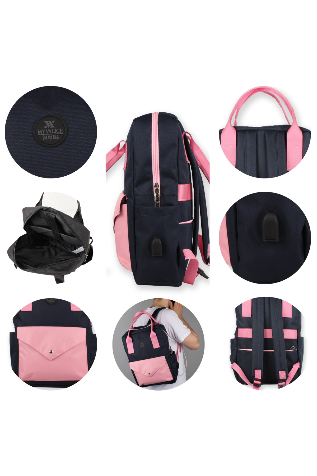 کوله پشتی زنانه صورتی My Valice | PSTSC اورجینال - تصویر 6