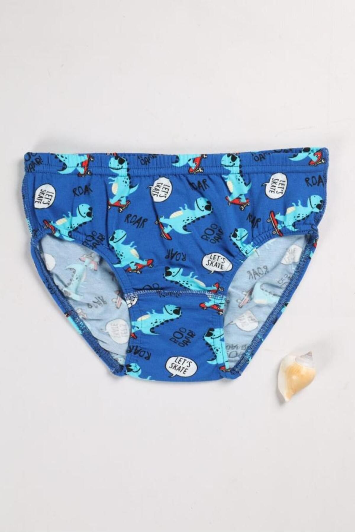 MADALİNA Boy's 95% Cotton Dinosaur Patterned 3-Piece Slip-panties - Trendyol