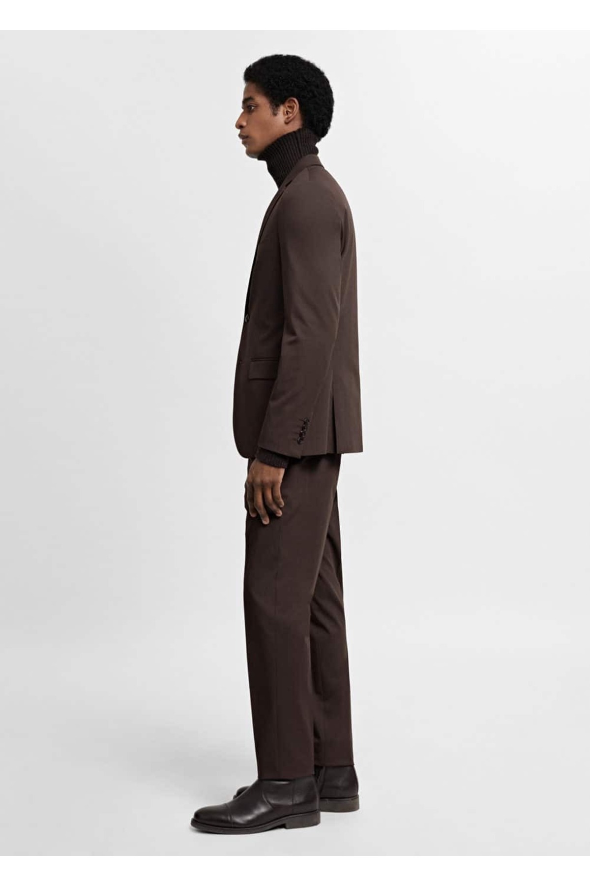 شلوار مردانه قهوه ای منگوMANGO Man | 67000652 اورجینال - تصویر 8