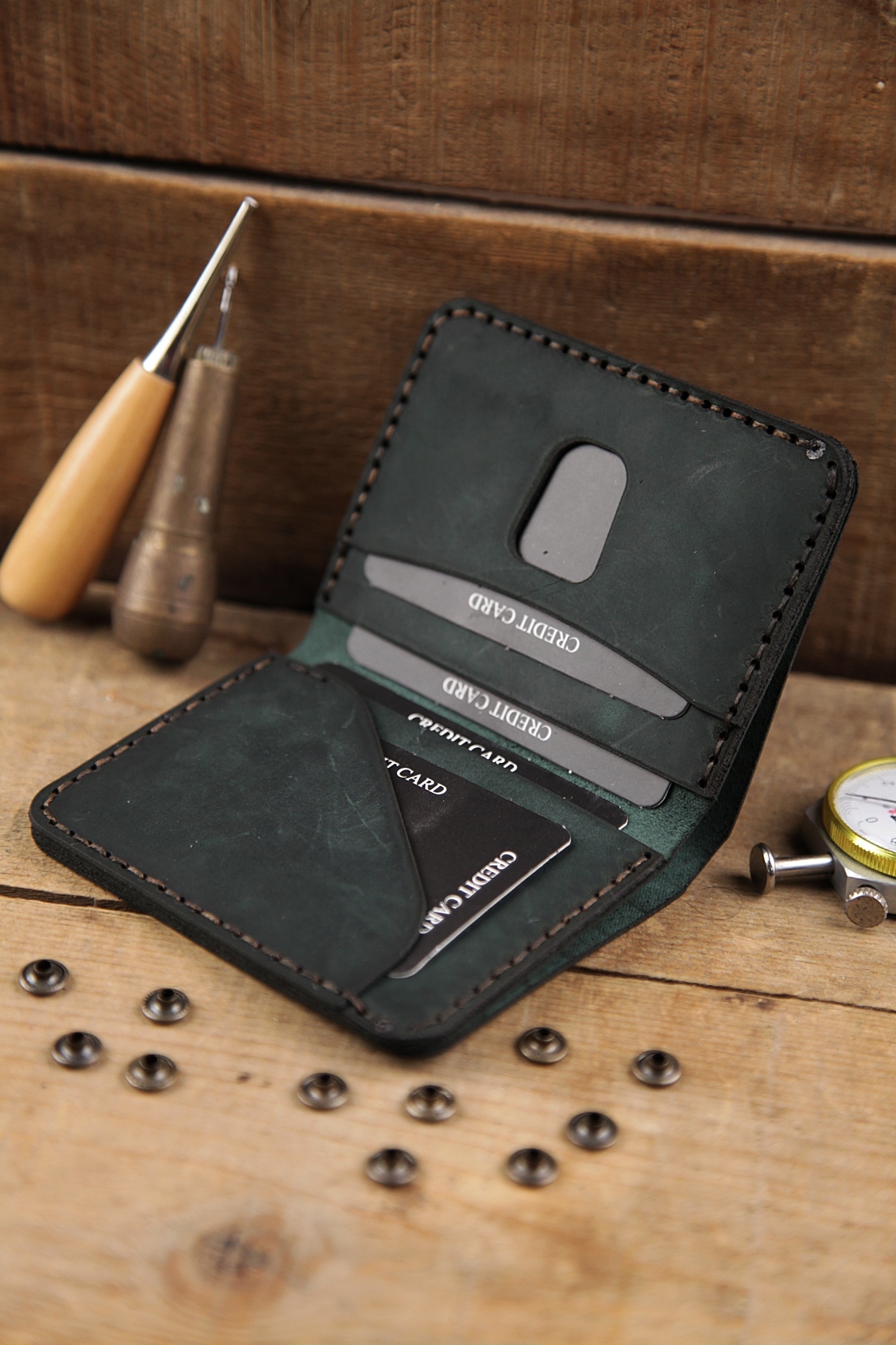 New Coast Leather 1900's Hakiki Deri El Yapımı Erkek Cüzdanı görsel 4