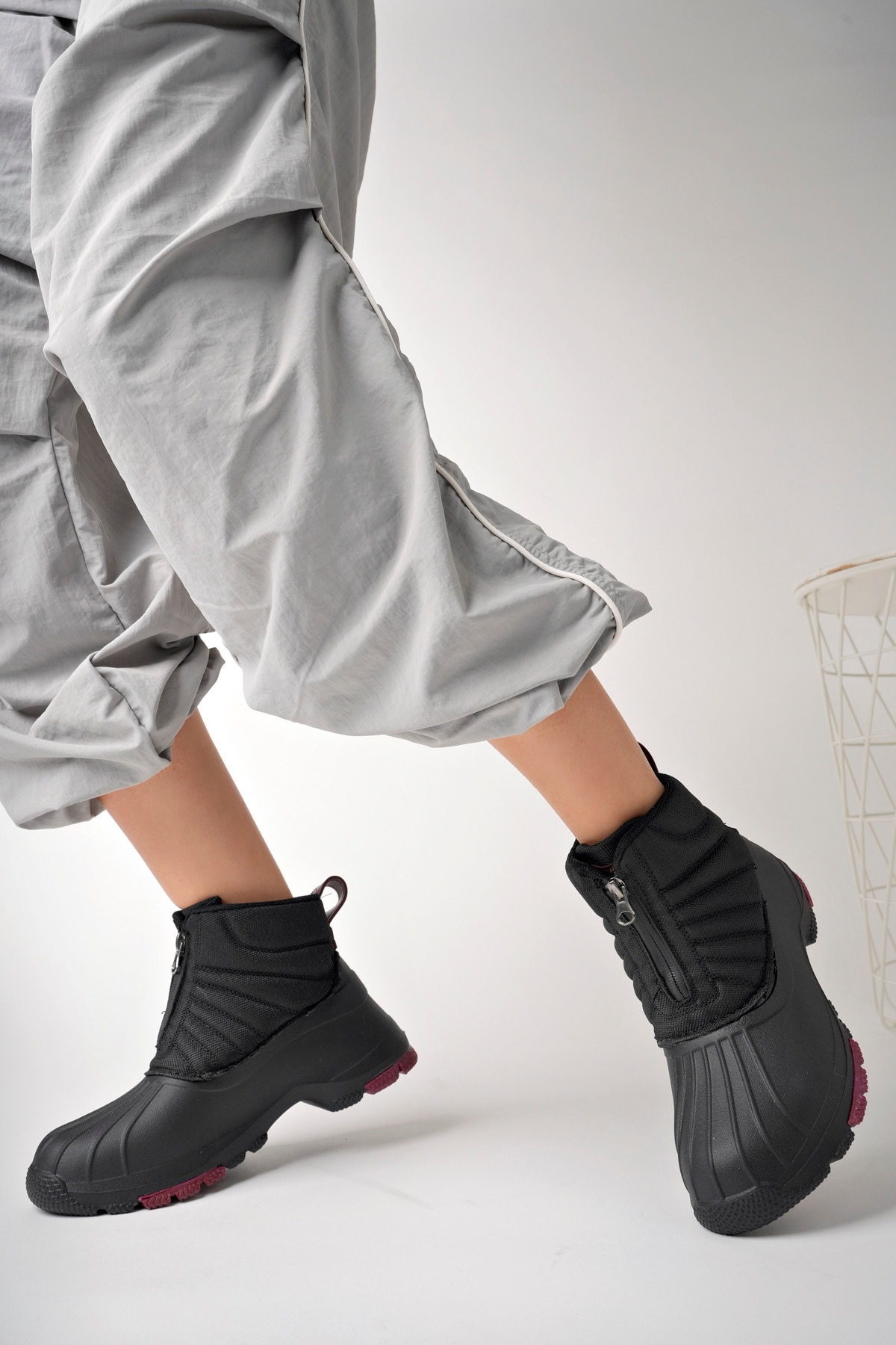 Aleza Shoes Kadın Siyah Rahat Kalıp Kaymaz Taban Kar Botu