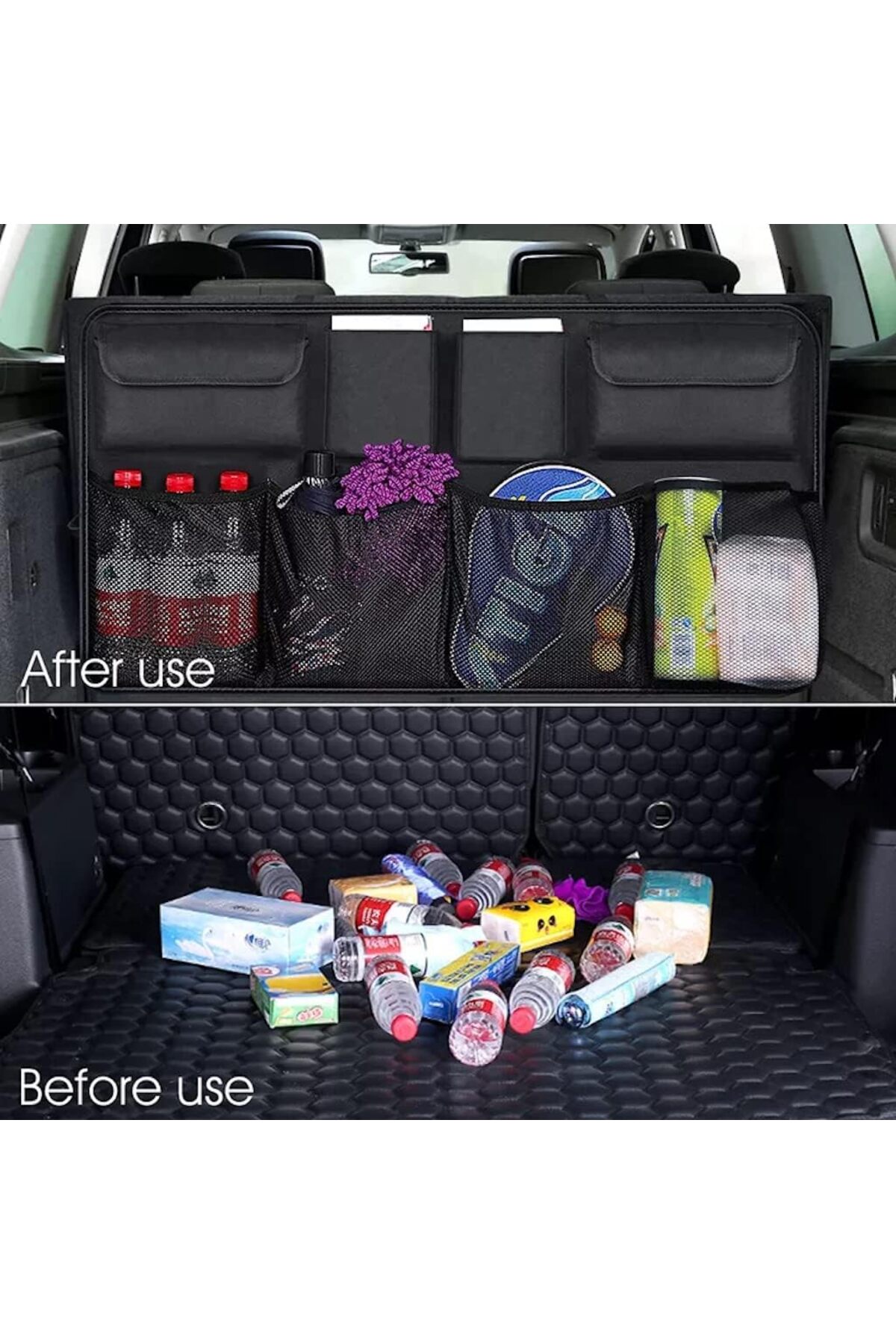 eryatex Araç Bagaj Organizer Düzenleyici 8 Bölmeli Oto Bagaj Düzenleyici 8 Cepli Çanta Suv ve Hb için