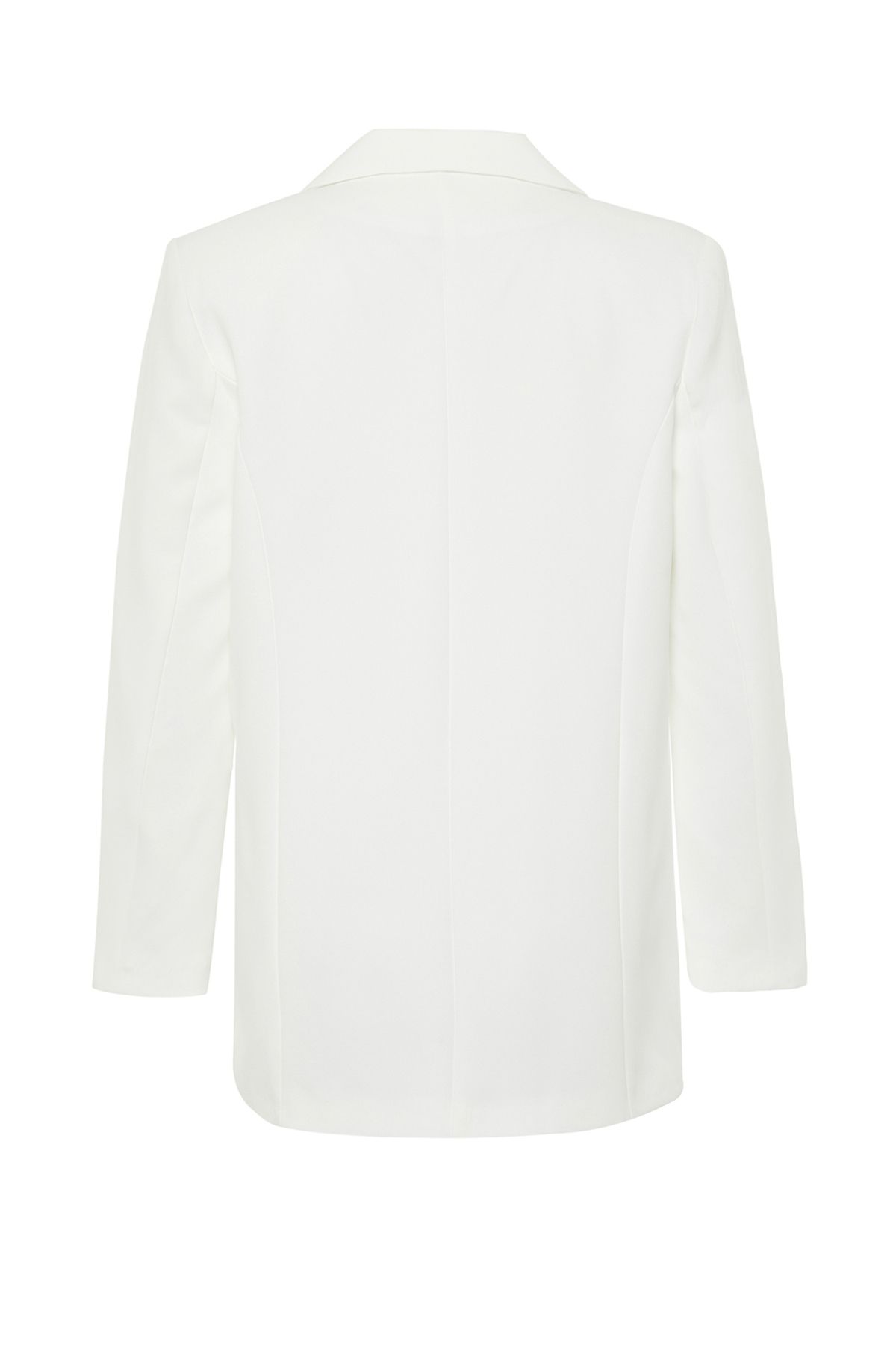 Trendyol Collection-Weiße, übergroße, gefütterte, geknöpfte gewebte Blazerjacke TWOAW22CE0167 8