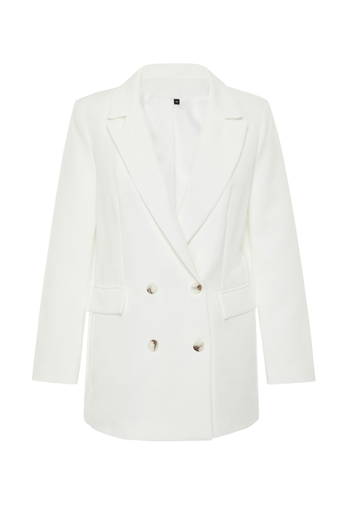 Trendyol Collection-Weiße, übergroße, gefütterte, geknöpfte gewebte Blazerjacke TWOAW22CE0167 7