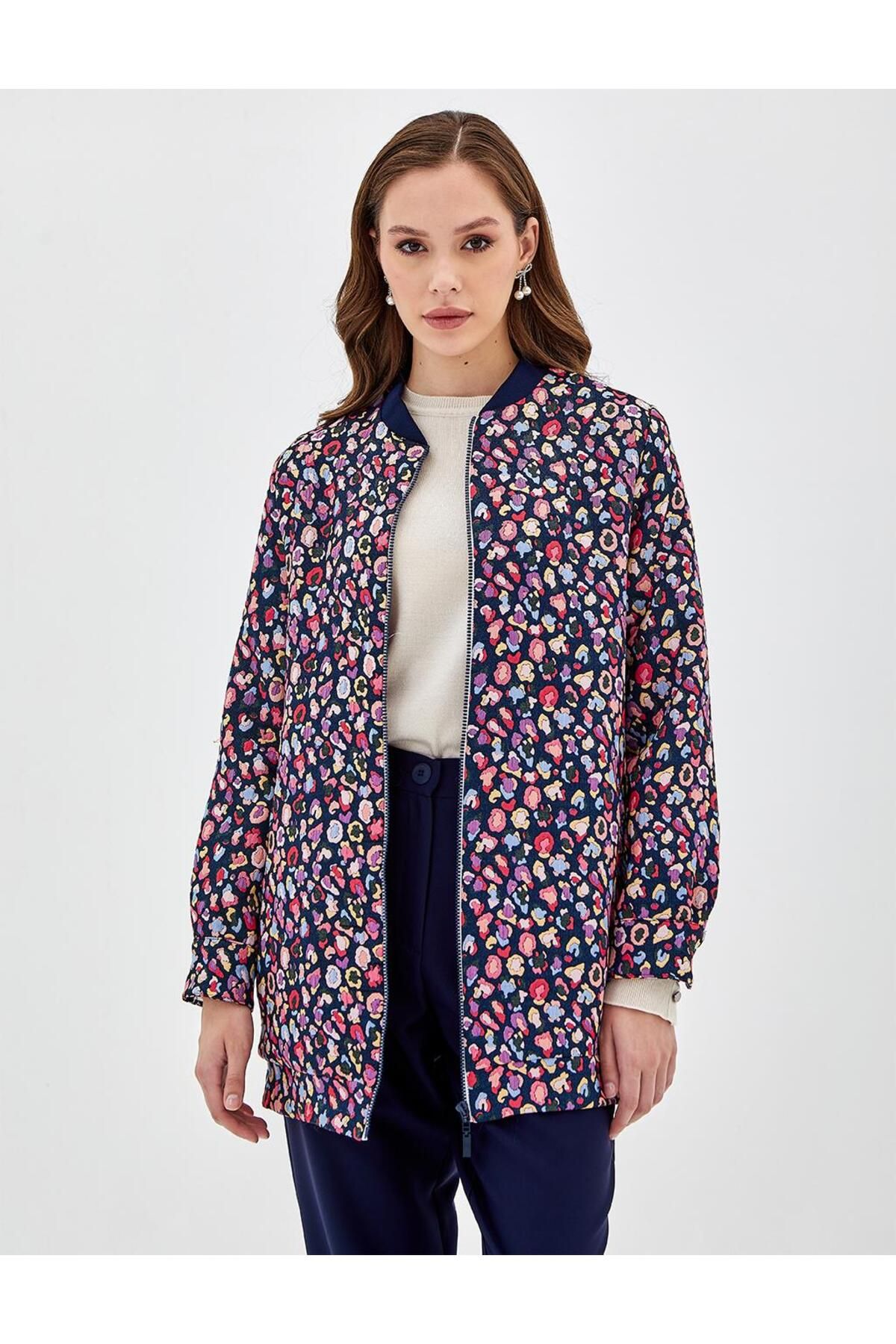 Patterned bomber jacket top ladies