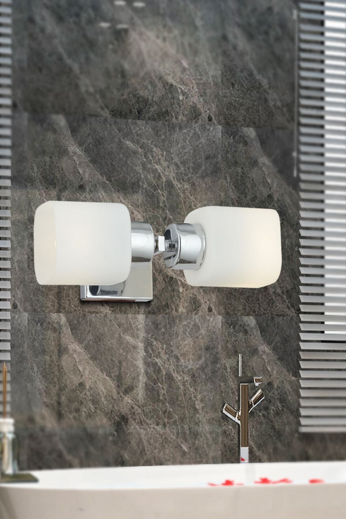Apliqa Armin 2li Krom Kaplama Duvar Lambası Ayna Üstü-Yanı Modern Banyo Aplik 3531-01-CH