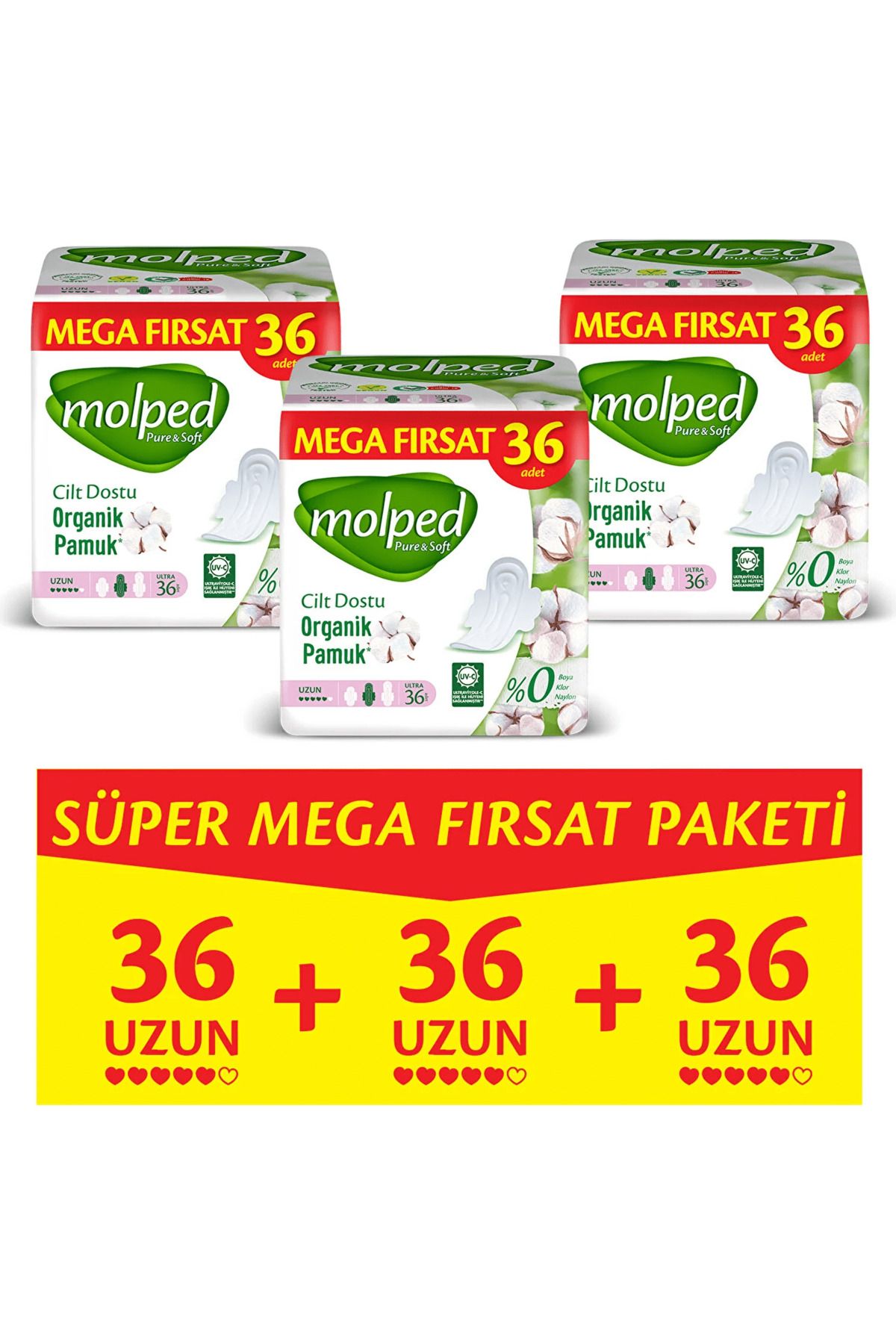 Molped بيور سوفت ميجا فرسات طويلة الترا 36 قطعة × 3 قطع