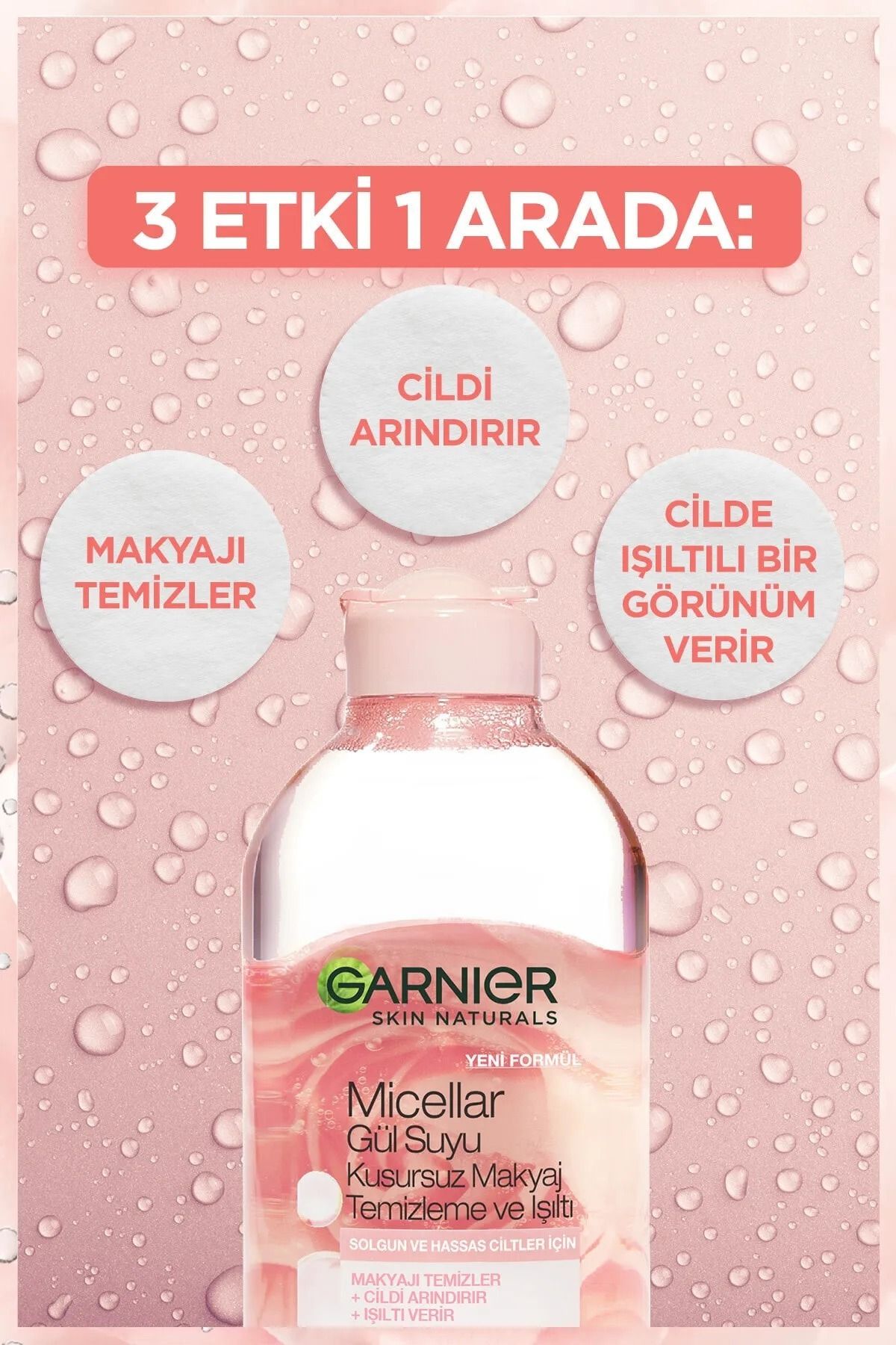 پاک کننده و براق کننده آرایش میسلار رز واتر 400 میلی لیتر 3600542326858 Garnier