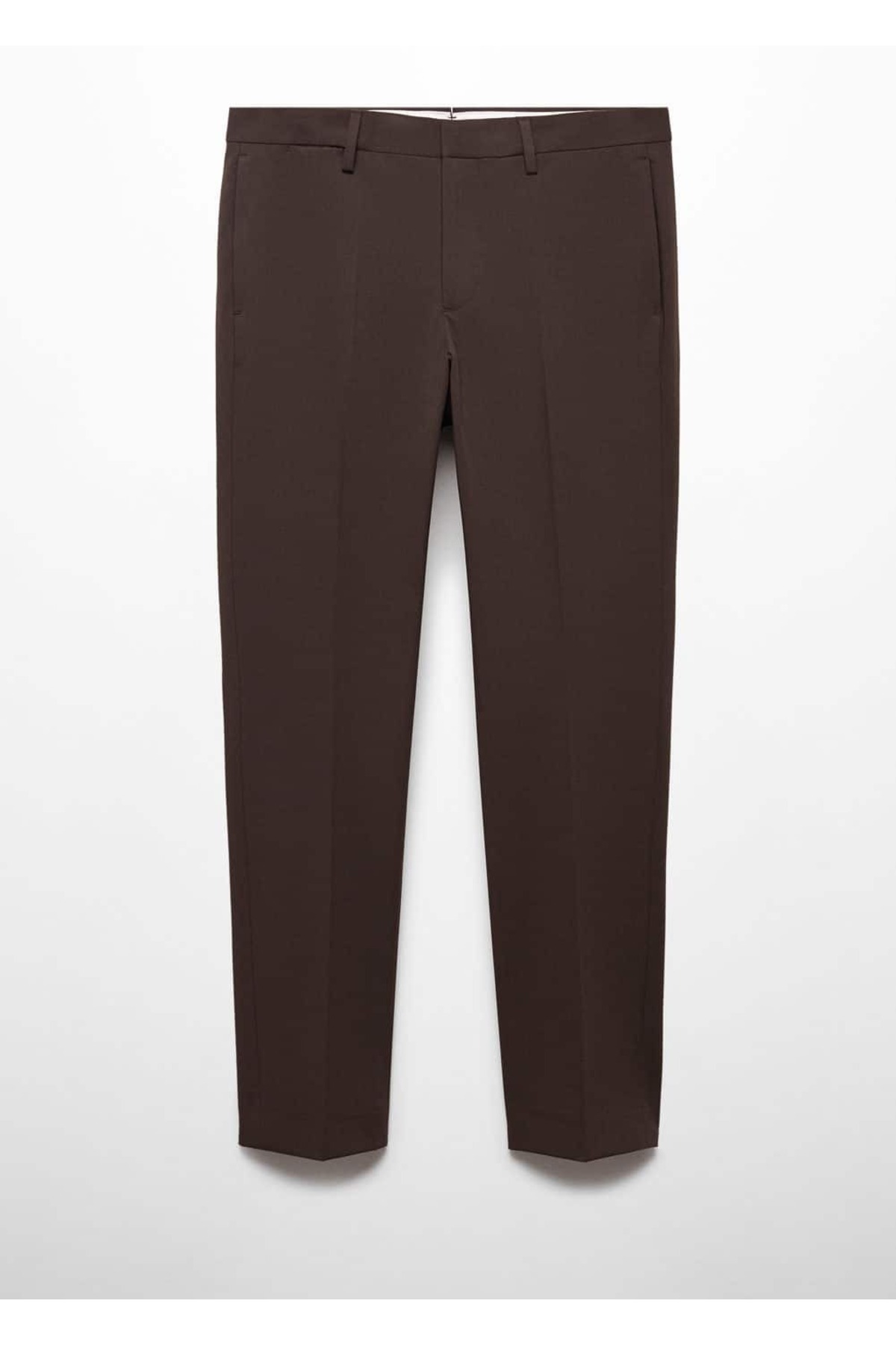 شلوار مردانه قهوه ای منگوMANGO Man | 67000652 اورجینال - تصویر 3