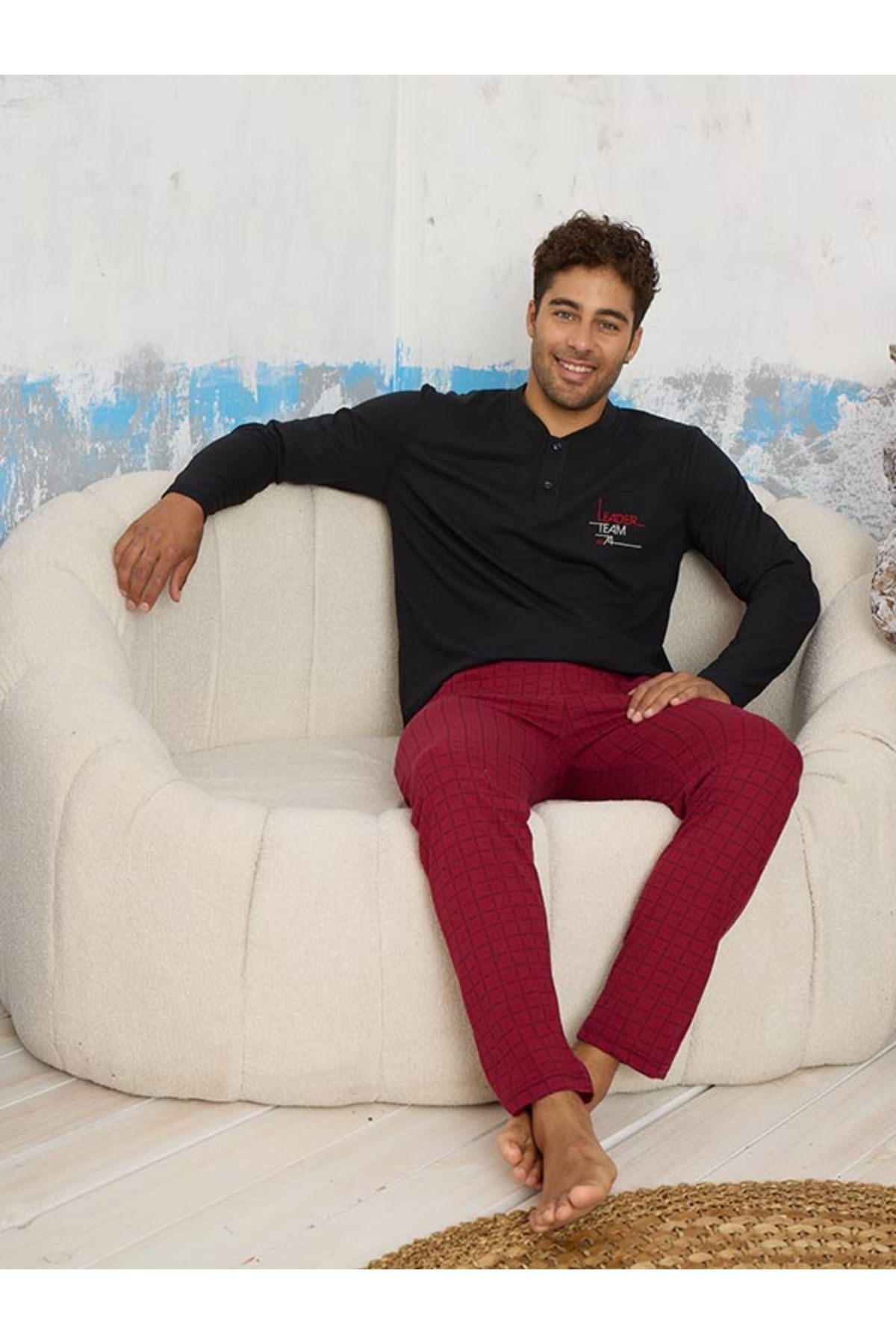 CLQTH Set De Pijamale 4 Sezoane Premium Pentru Bărbați, Cu Textura Moale, Cu Buzunare Masculin - L