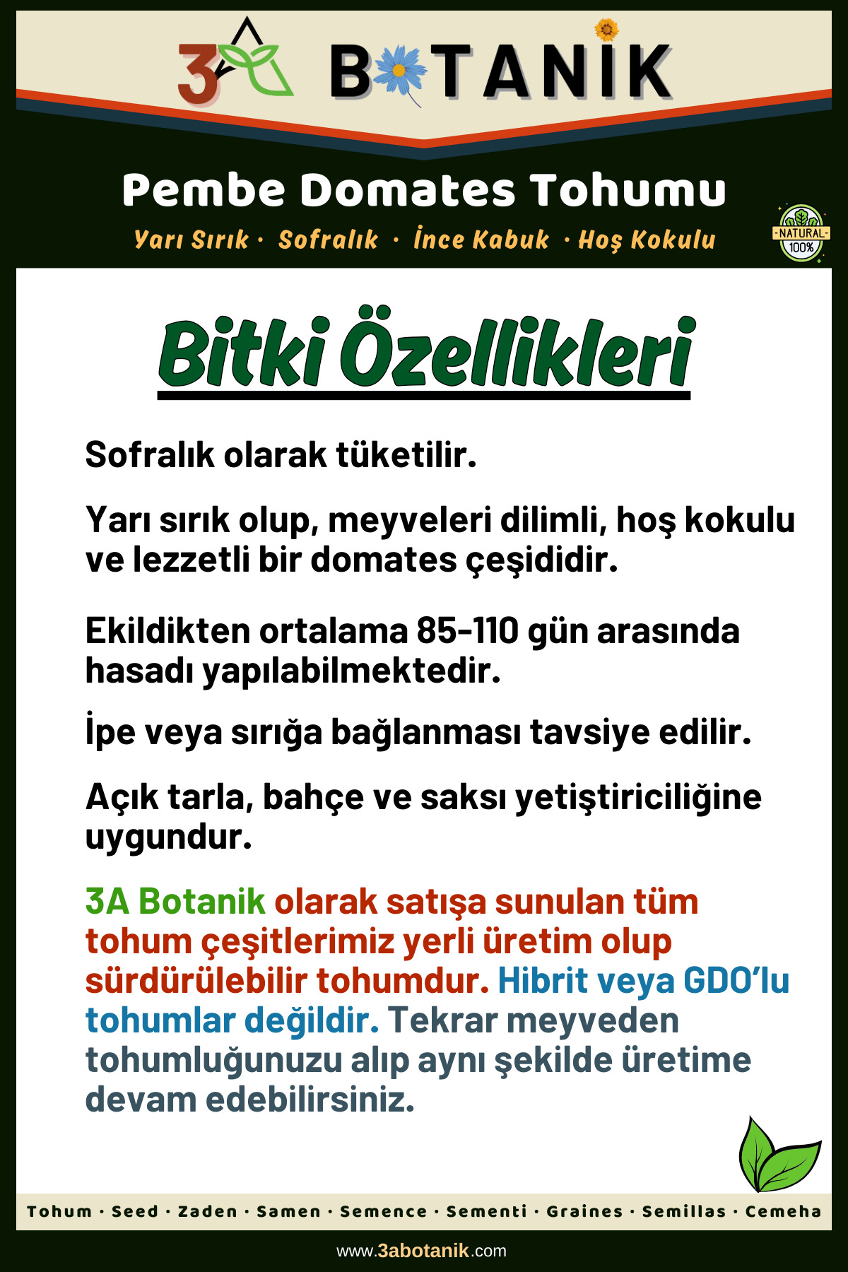 Pembe Domates Tohumu, Ince Kabuklu Etli Ve Sulu Yapılıdır, 1 Gram/250-300 Adet Tohum 2