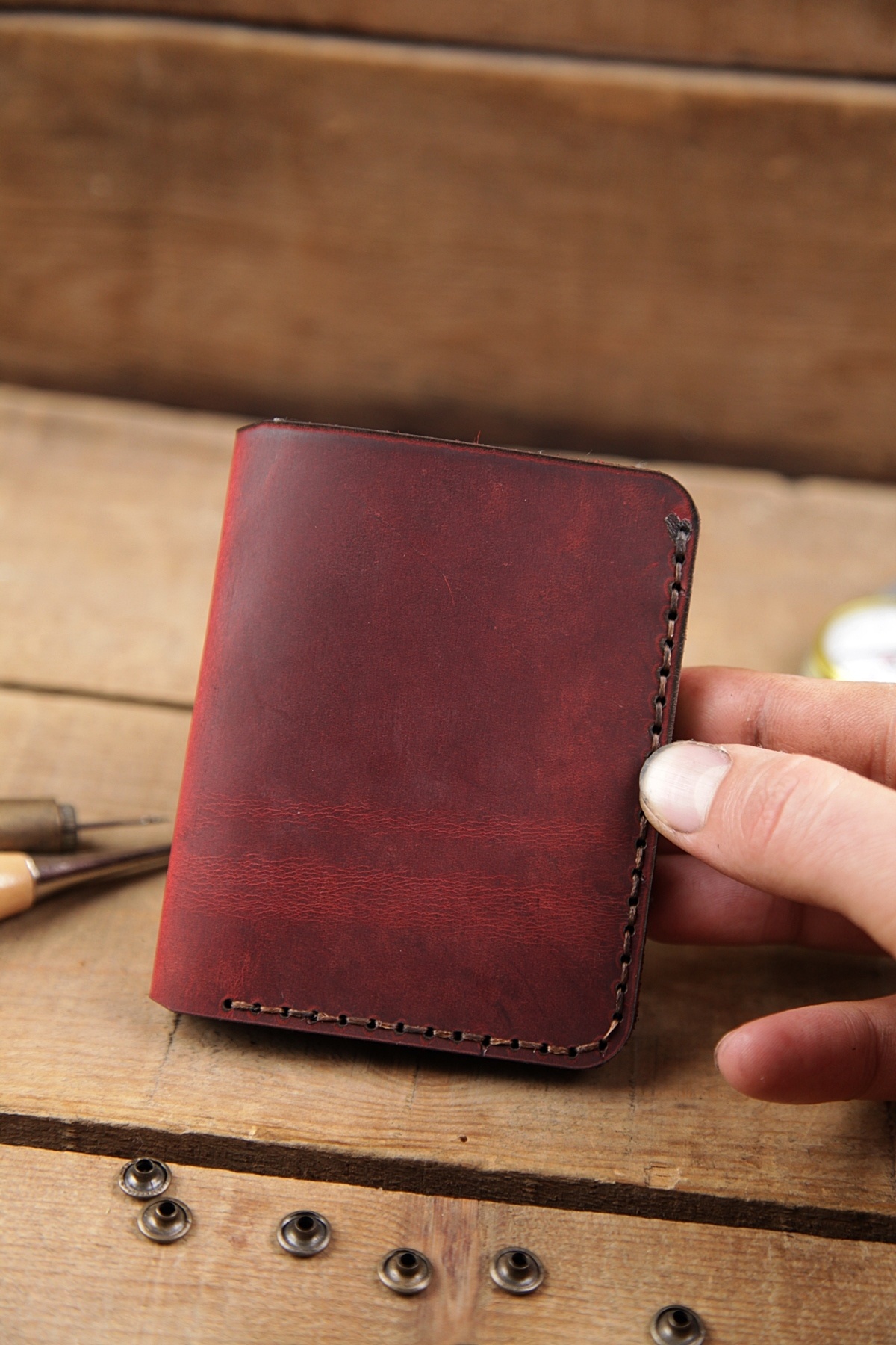 New Coast Leather 1900's Hakiki Deri El Yapımı Erkek Cüzdanı görsel 6
