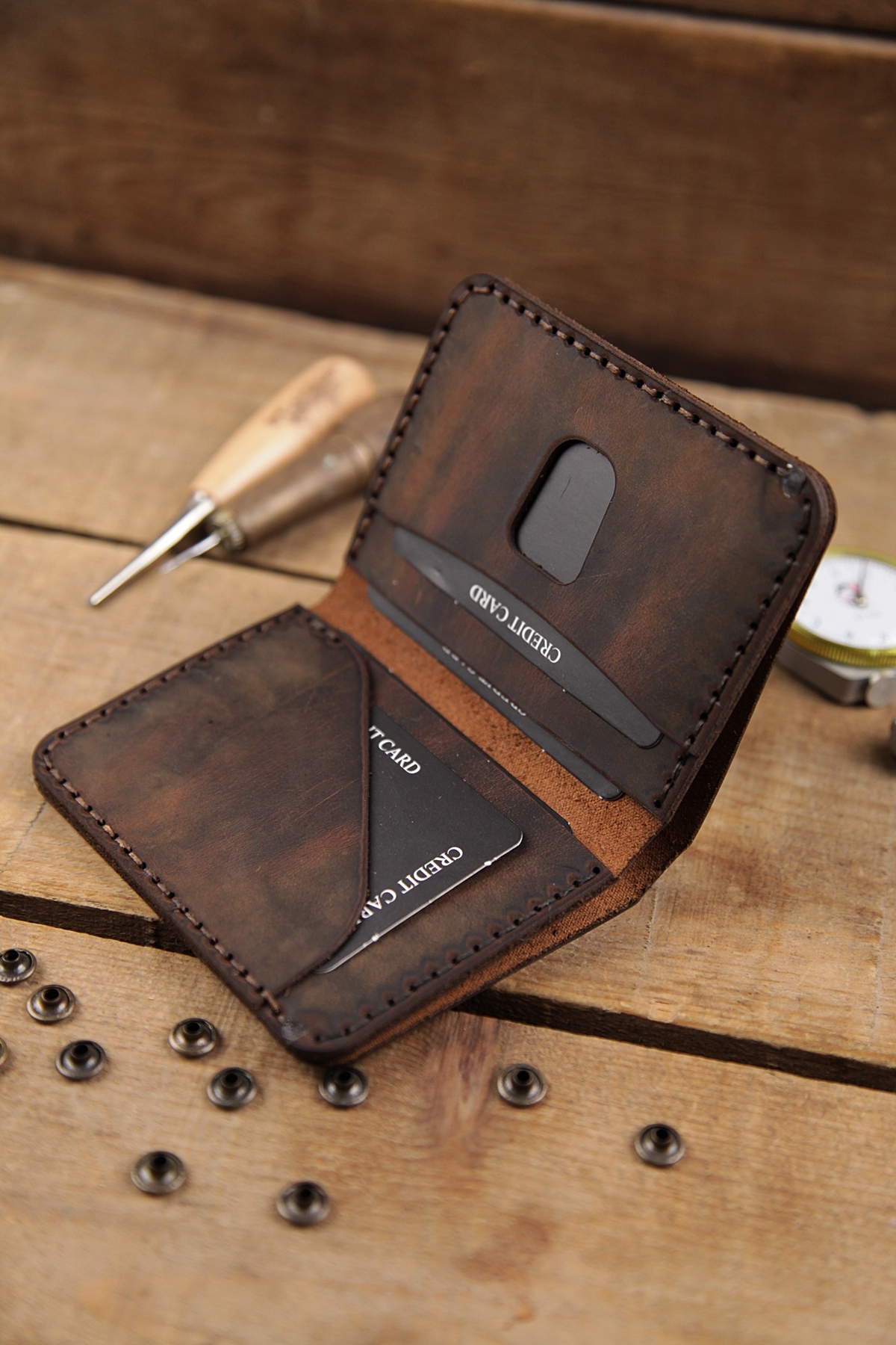 New Coast Leather 1900's Hakiki Deri El Yapımı Erkek Cüzdanı